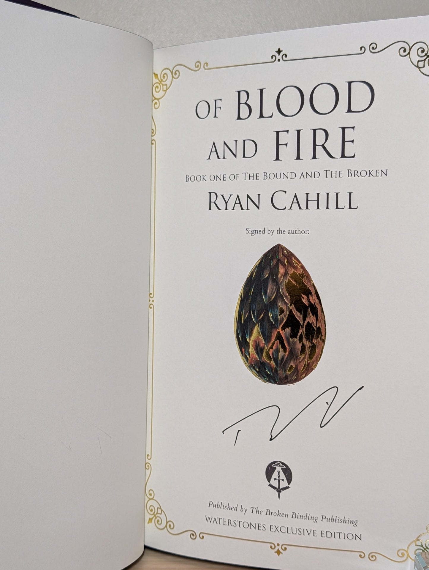 Of Blood And Fire by Ryan Cahill (Signed Lined with sprayed edges and tour jacket) - Fialta Books