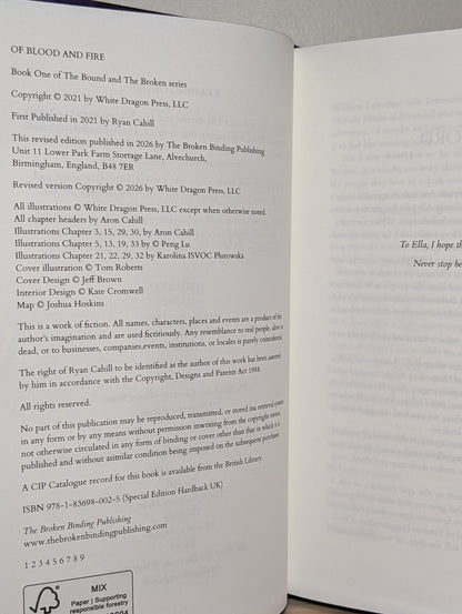 Of Blood And Fire by Ryan Cahill (Signed Lined with sprayed edges and tour jacket) - Fialta Books