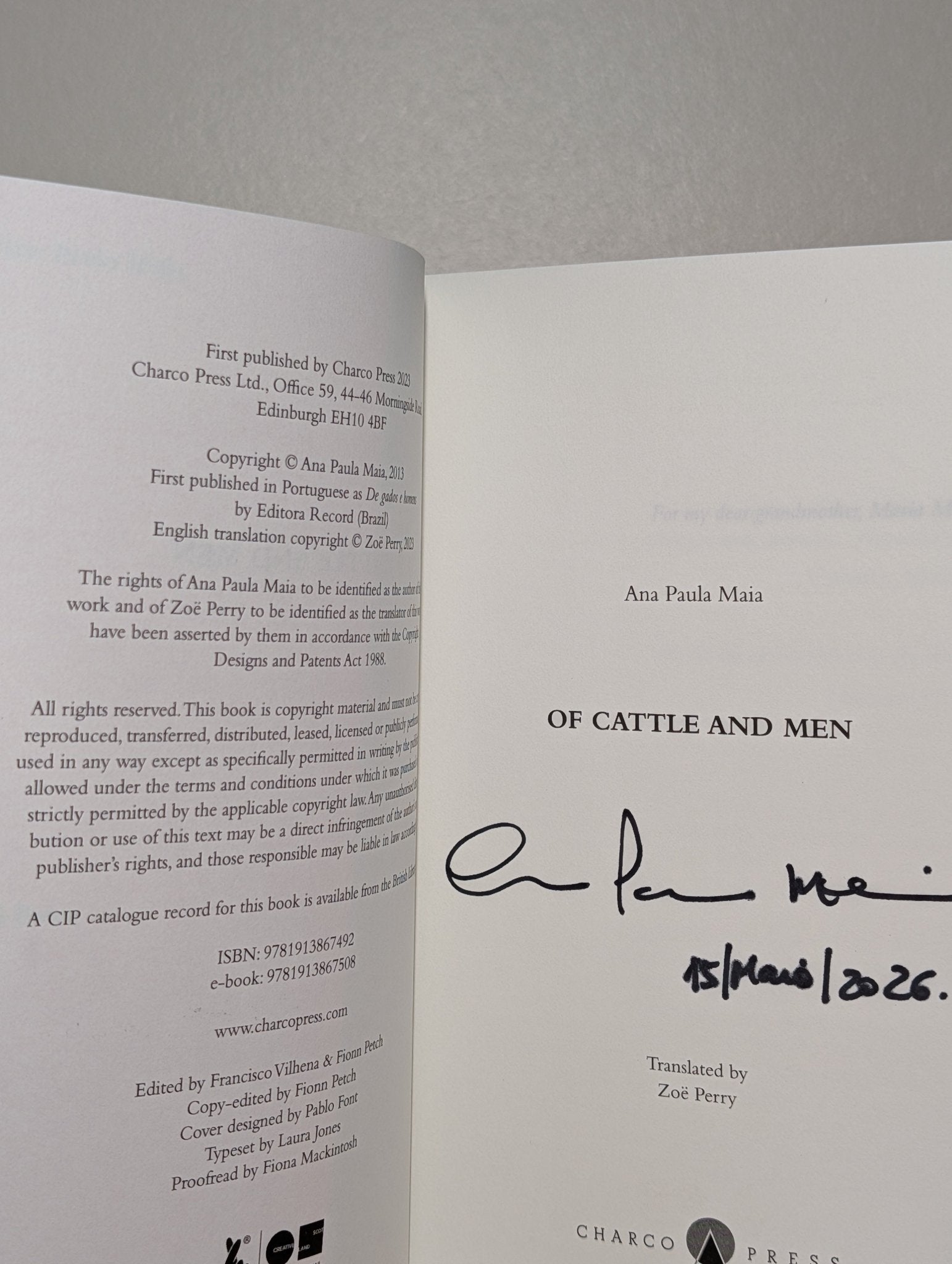 Of Cattle and Men by Ana Paula Maia (Signed Dated First Edition) - Fialta Books