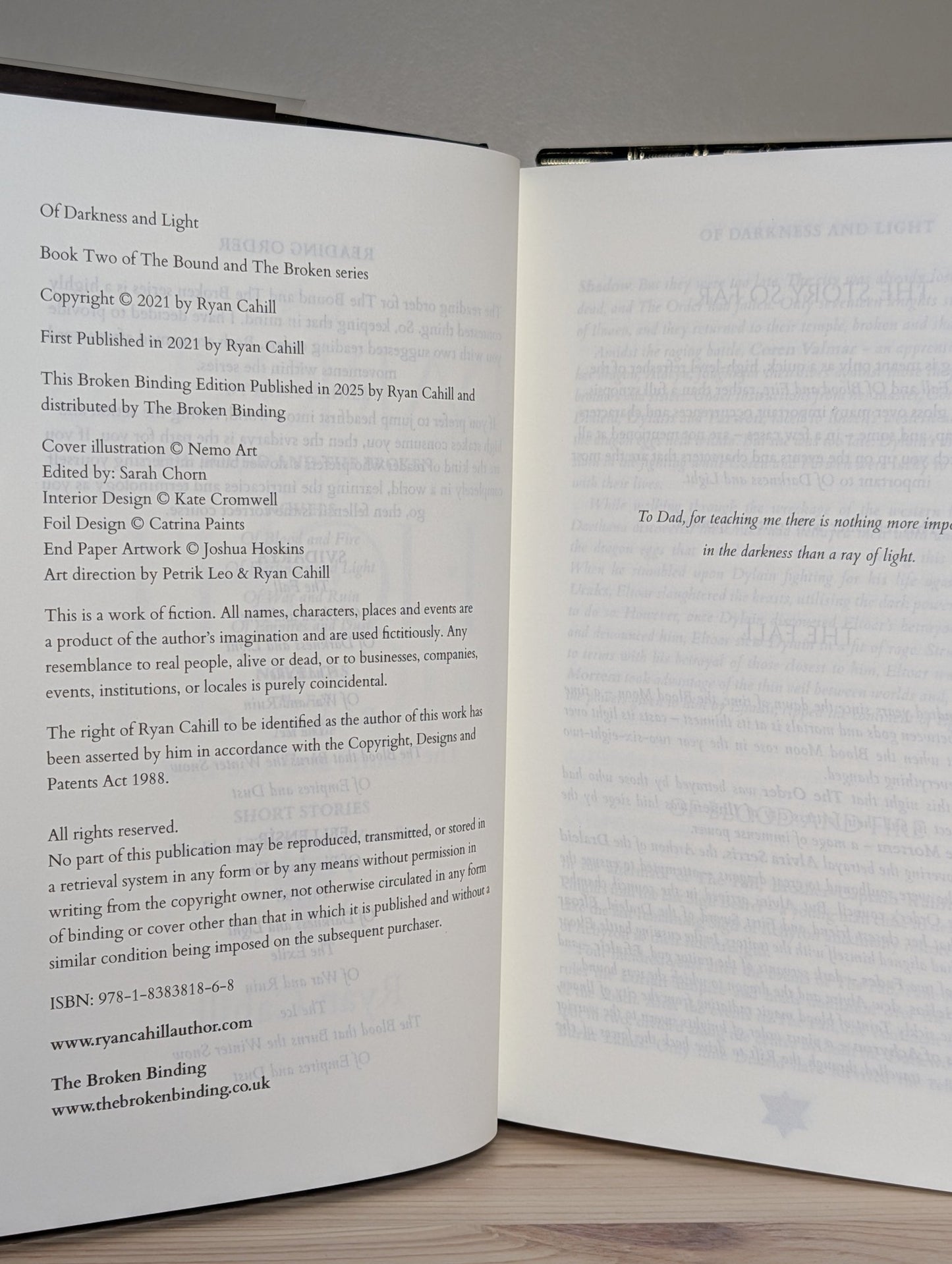 Of Darkness and Light by Ryan Cahill (Signed Deluxe Edition with gold edges) - Fialta Books