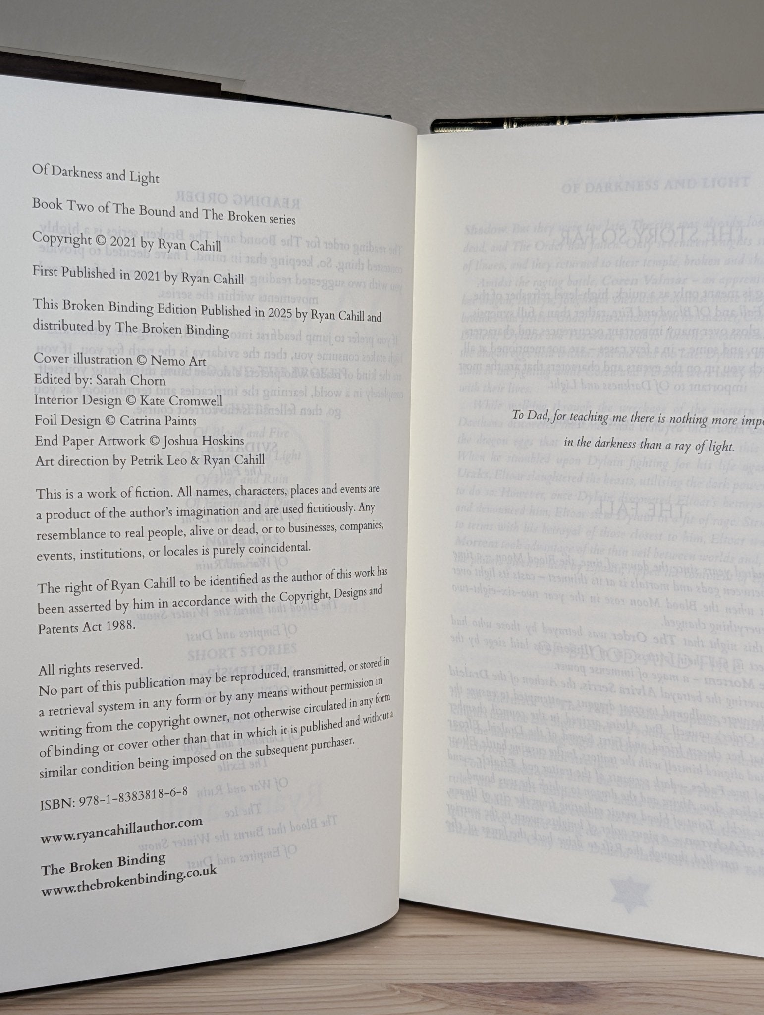 Of Darkness and Light by Ryan Cahill (Signed Deluxe Edition with gold edges) - Fialta Books