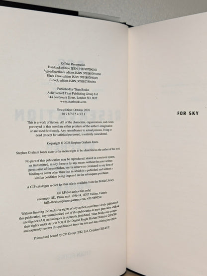 Off the Reservation by Stephen Graham Jones (Signed First Edition with sprayed edges) - Fialta Books