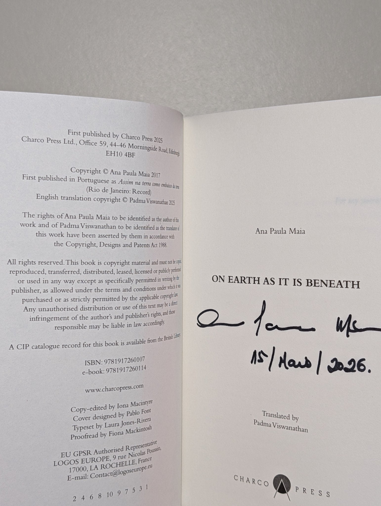 On Earth As It Is Beneath by Ana Paula Maia (Signed Dated First Edition) - Fialta Books