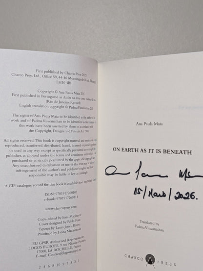 On Earth As It Is Beneath by Ana Paula Maia (Signed Dated First Edition) - Fialta Books