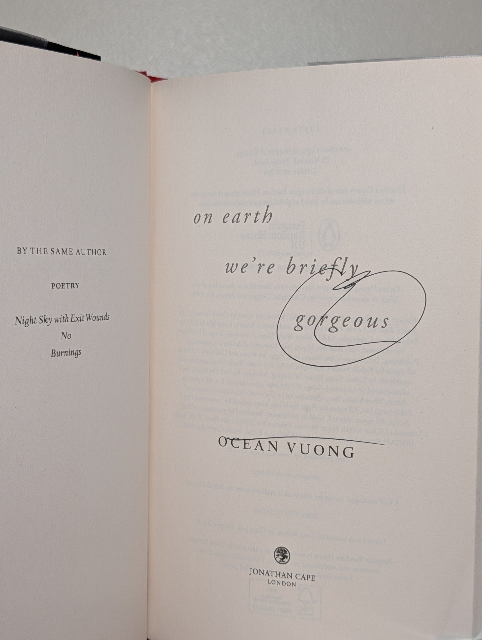 On Earth We're Briefly Gorgeous by Ocean Vuong (Signed First Edition) - Fialta Books