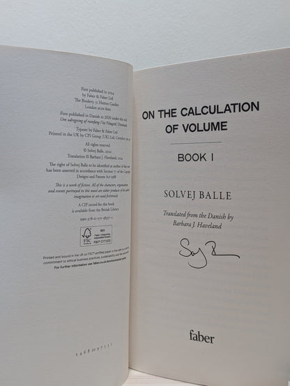 On the Calculation of Volume I; On the Calculation of Volume II by Solvej Balle (Signed First Edition Set) - Fialta Books