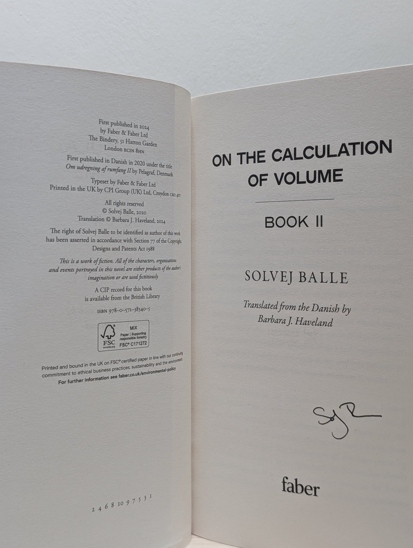 On the Calculation of Volume I; On the Calculation of Volume II by Solvej Balle (Signed First Edition Set) - Fialta Books