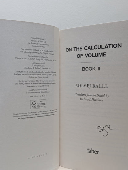 On the Calculation of Volume I; On the Calculation of Volume II by Solvej Balle (Signed First Edition Set) - Fialta Books