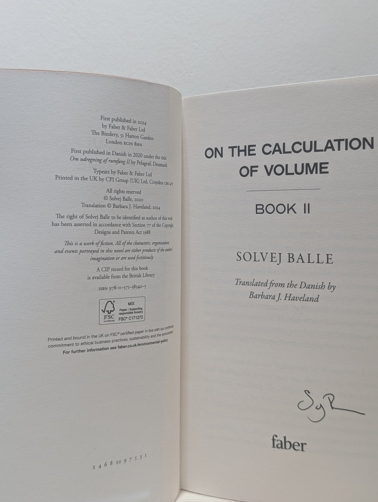 On the Calculation of Volume II by Solvej Balle (Signed First Edition) - Fialta Books