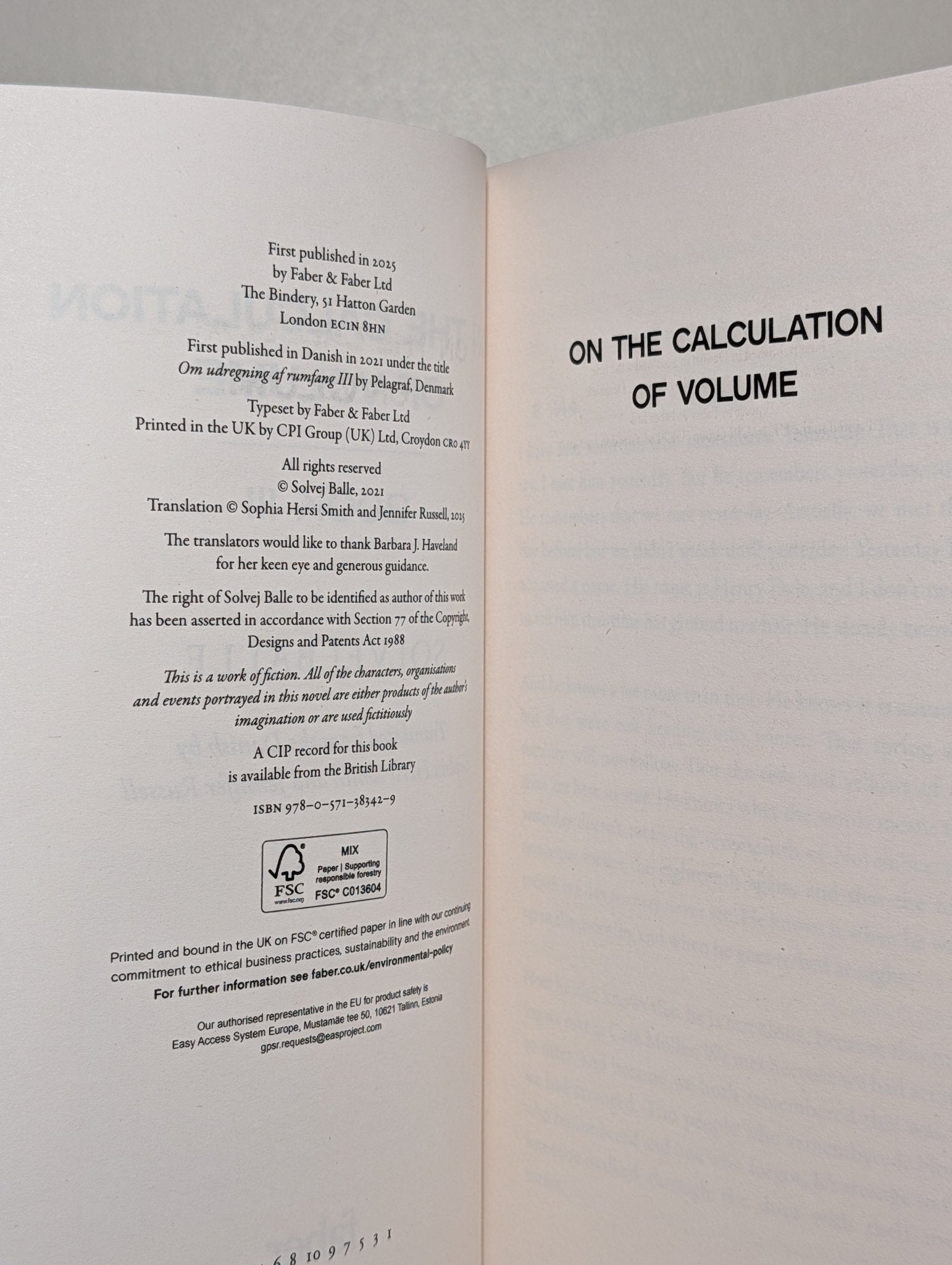 On the Calculation of Volume III by Solvej Balle (Signed) - Fialta Books
