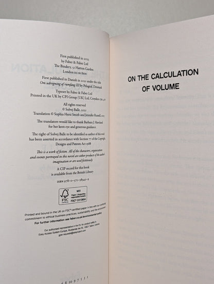 On the Calculation of Volume III by Solvej Balle (Signed) - Fialta Books