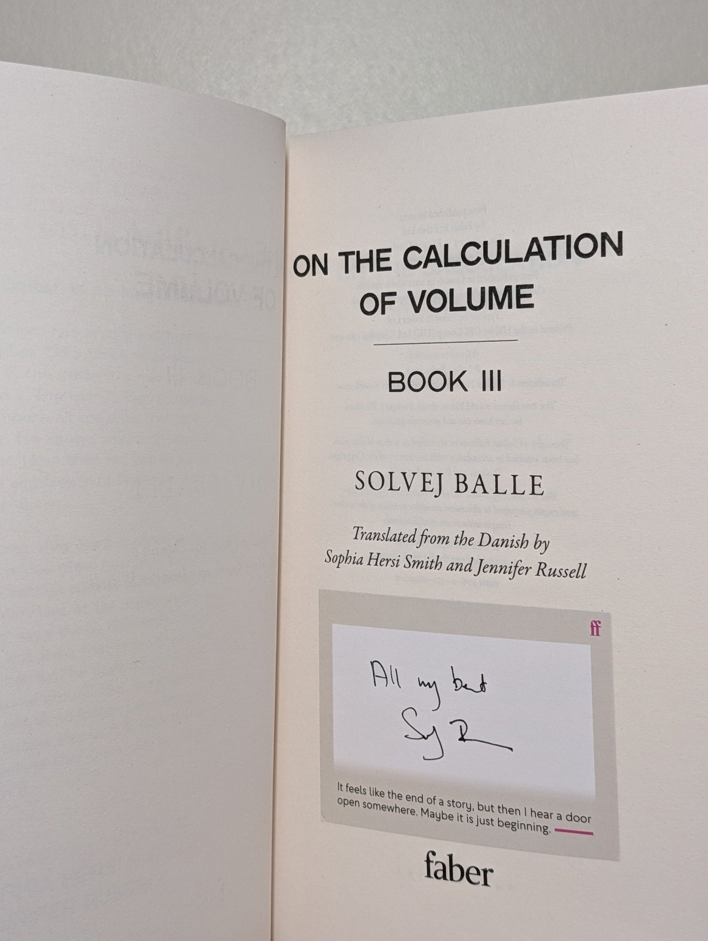 On the Calculation of Volume III by Solvej Balle (Signed) - Fialta Books
