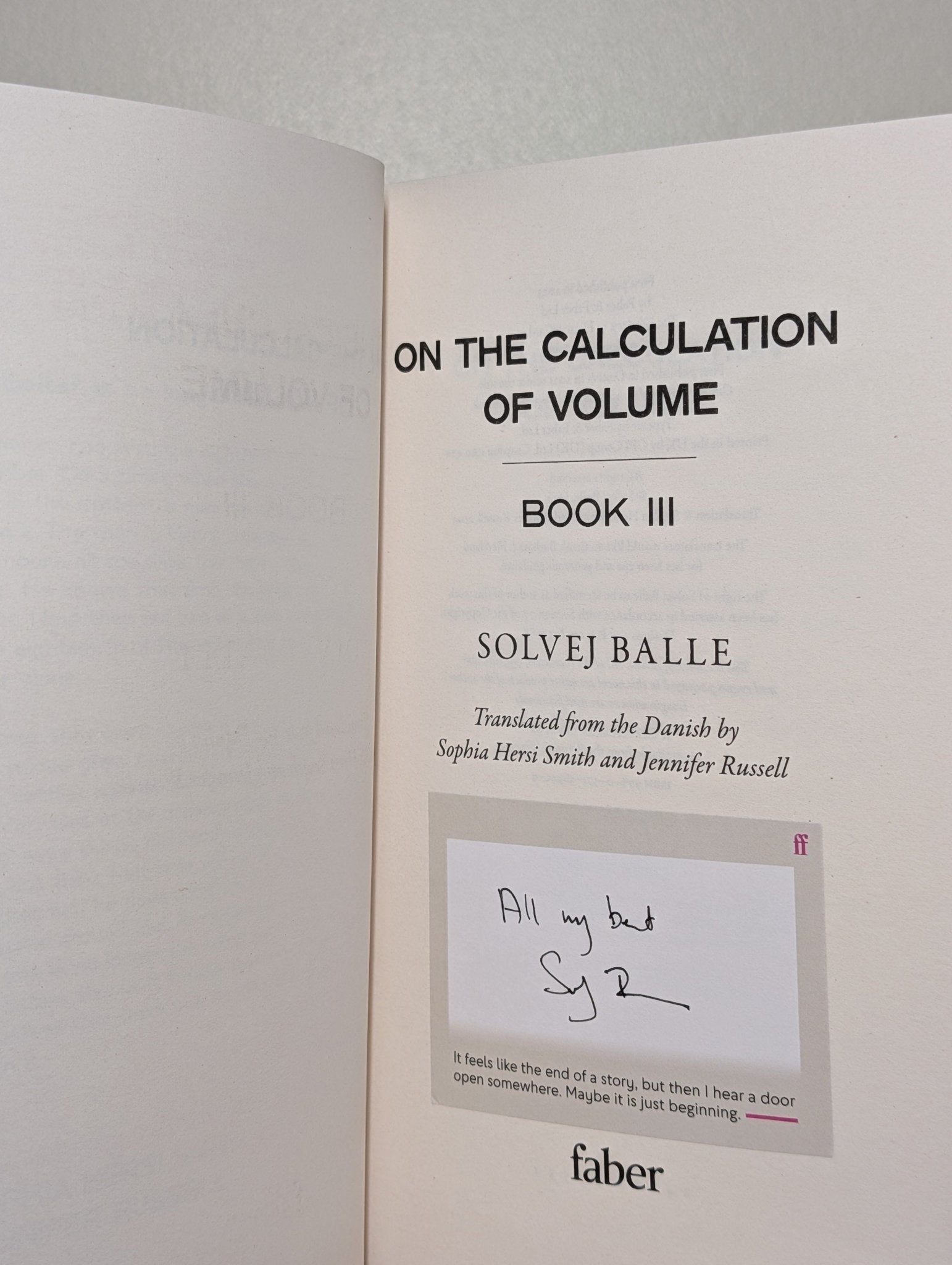 On the Calculation of Volume III by Solvej Balle (Signed) - Fialta Books