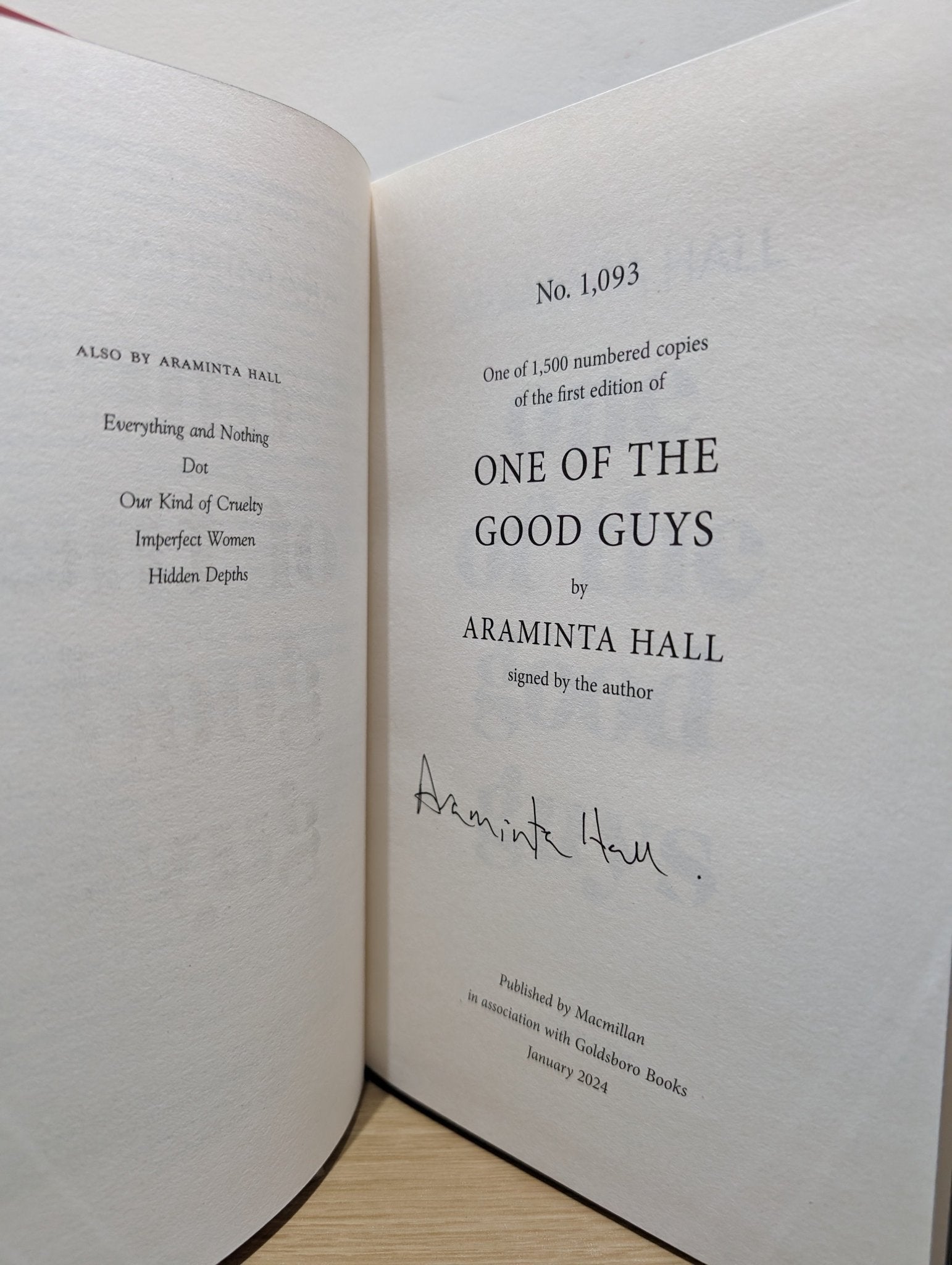 One of the Good Guys by Araminta Hall (Signed Numbered First Edition with sprayed edges) - Fialta Books