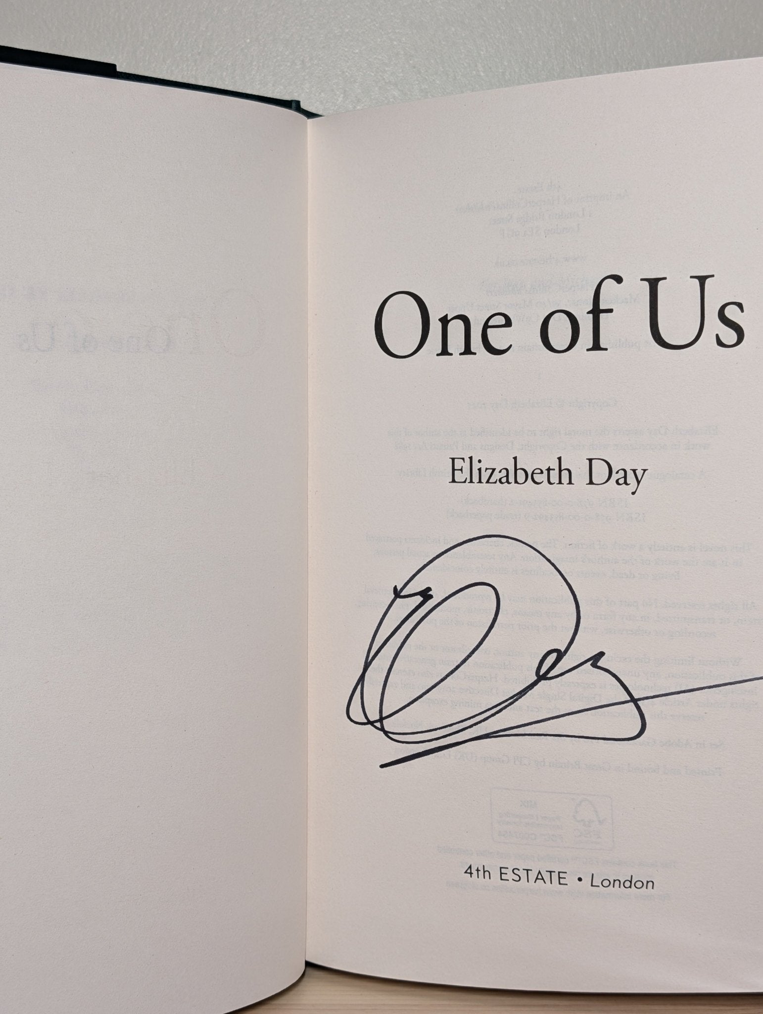 One of Us by Elizabeth Day (Signed First Edition) - Fialta Books