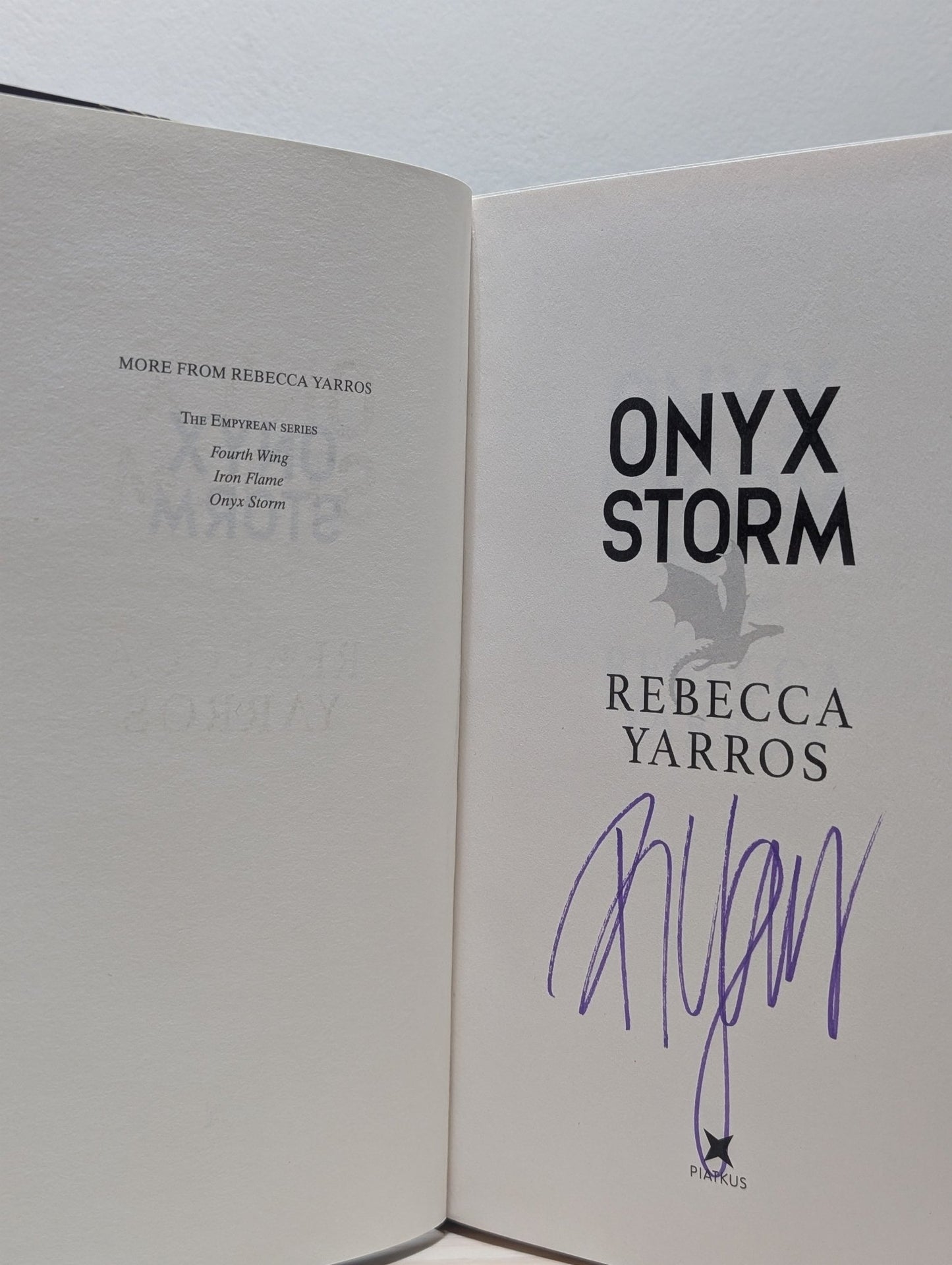 Onyx Storm: The Empyrean 3 by Rebecca Yarros (Signed First Edition) - Fialta Books