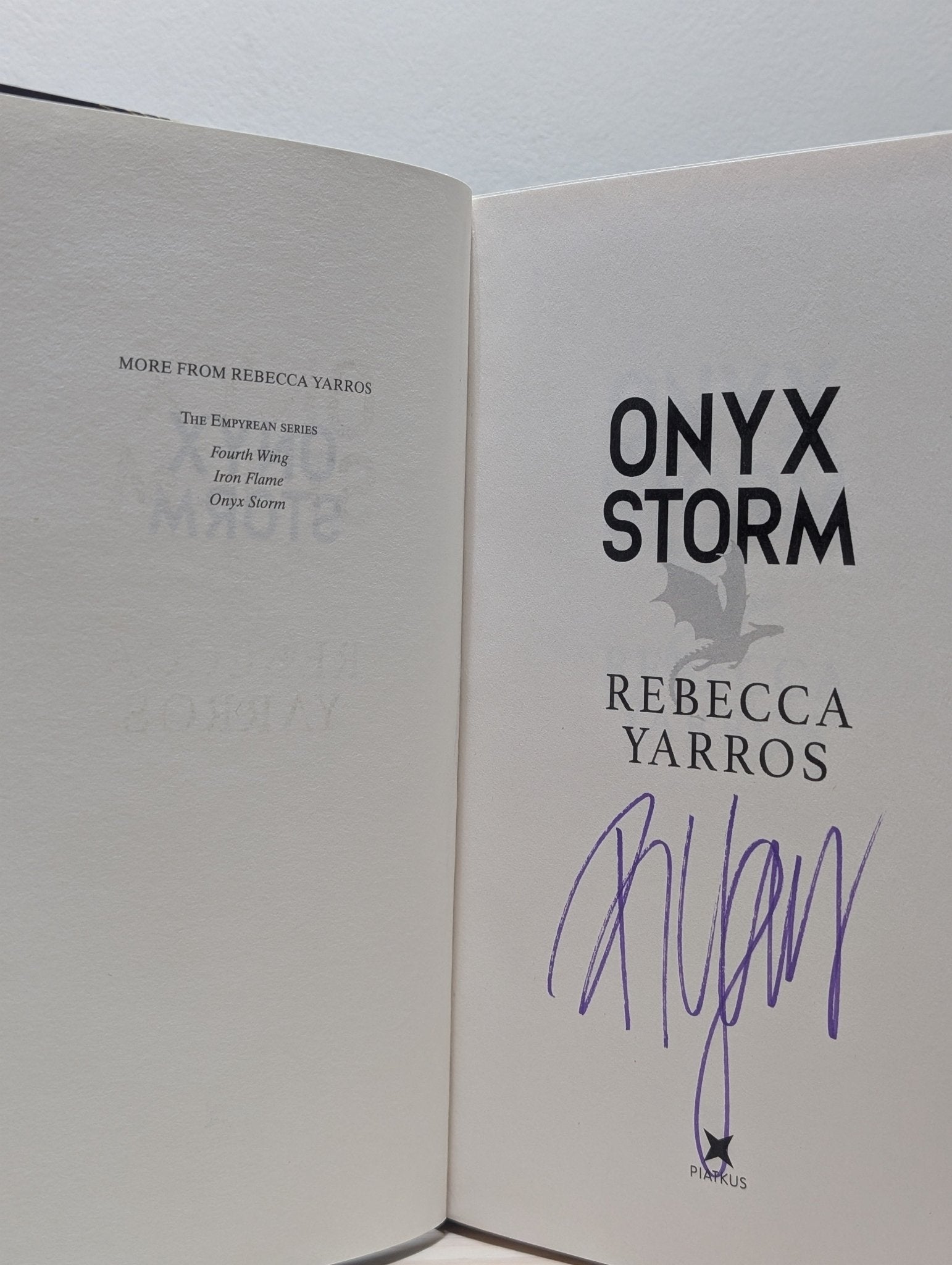 Onyx Storm: The Empyrean 3 by Rebecca Yarros (Signed First Edition) - Fialta Books