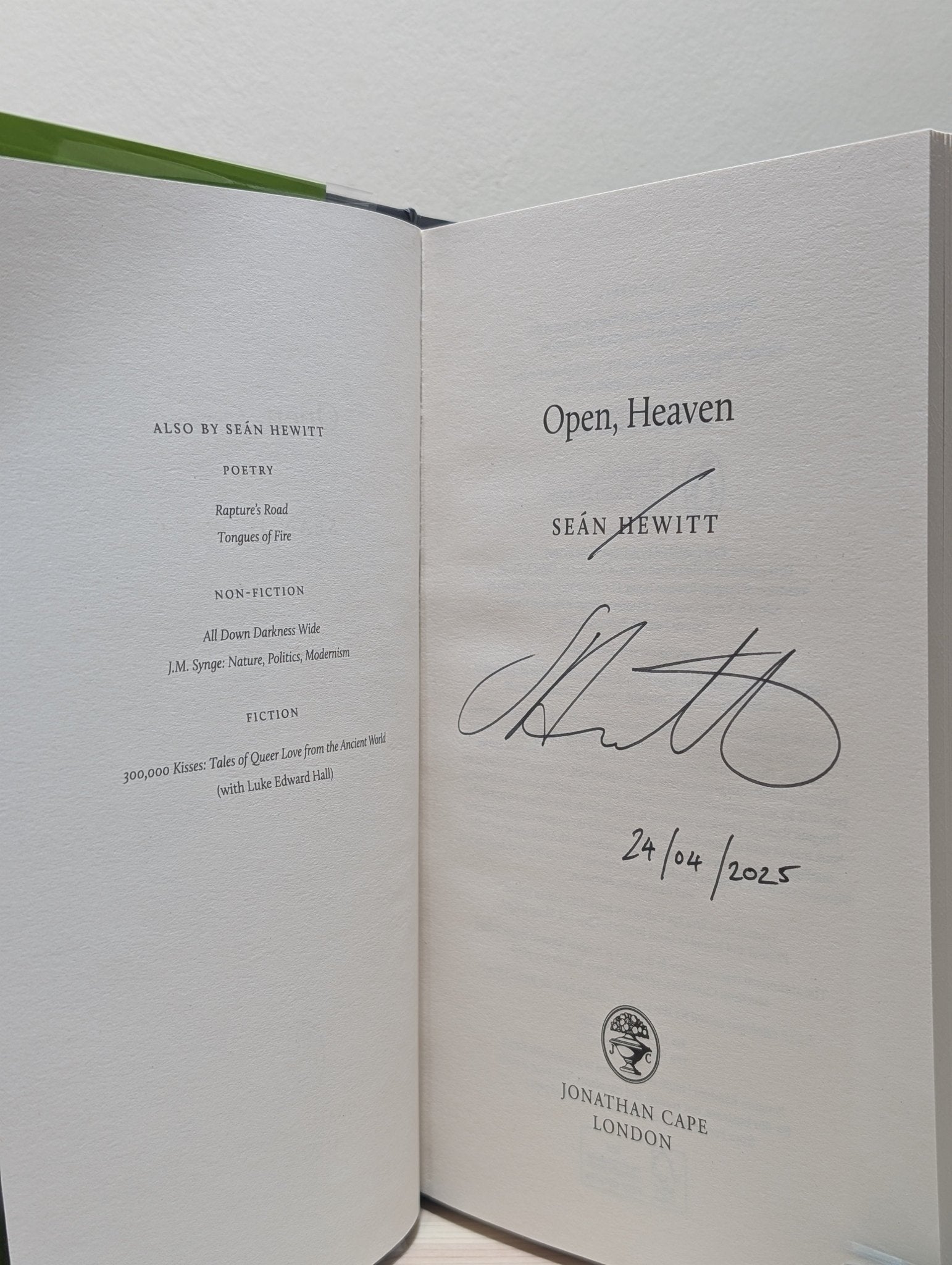 Open, Heaven by Sean Hewitt (Signed Dated First Edition) - Fialta Books