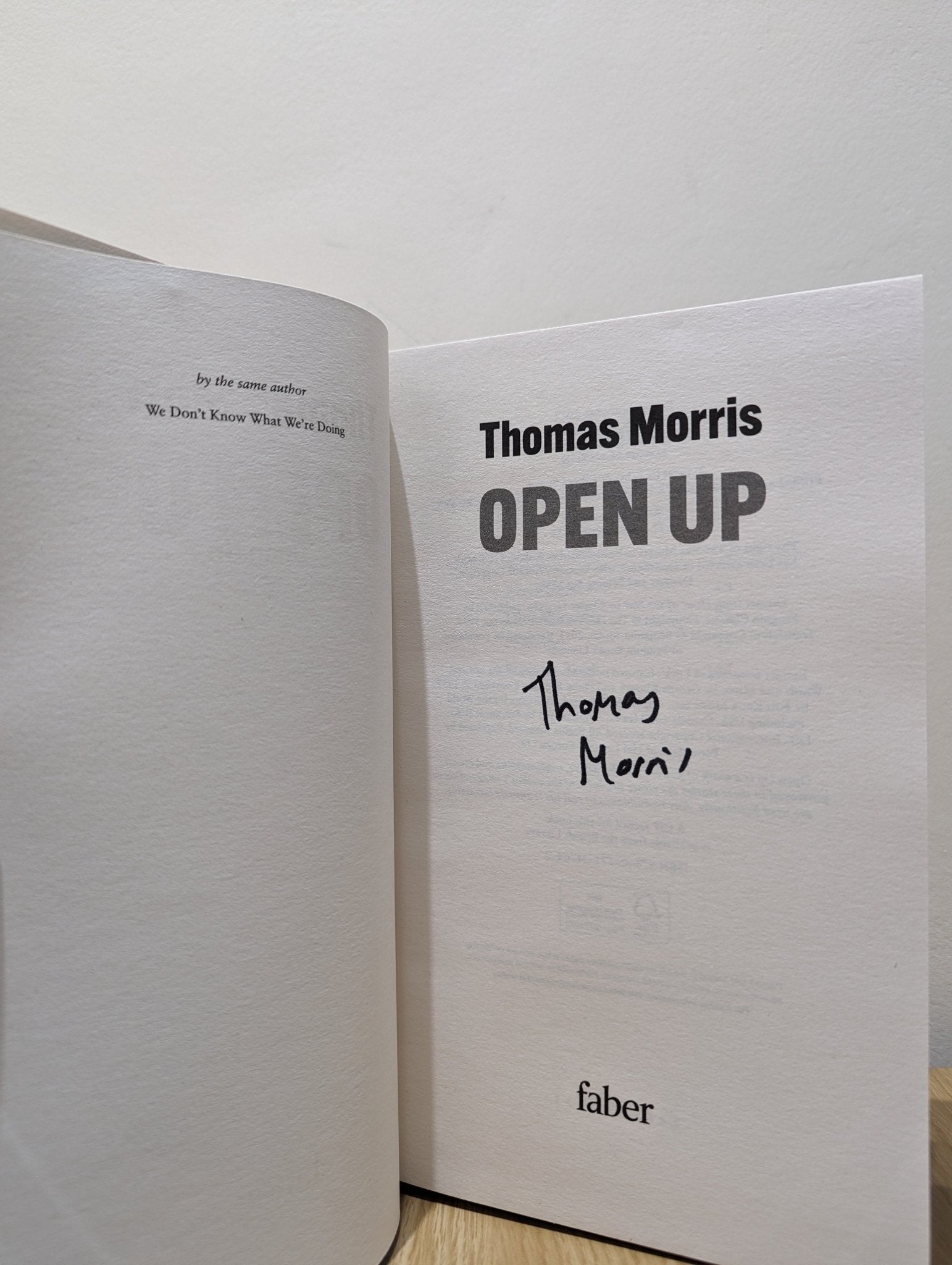 Open Up by Thomas Morris (Signed First Edition) - Fialta Books