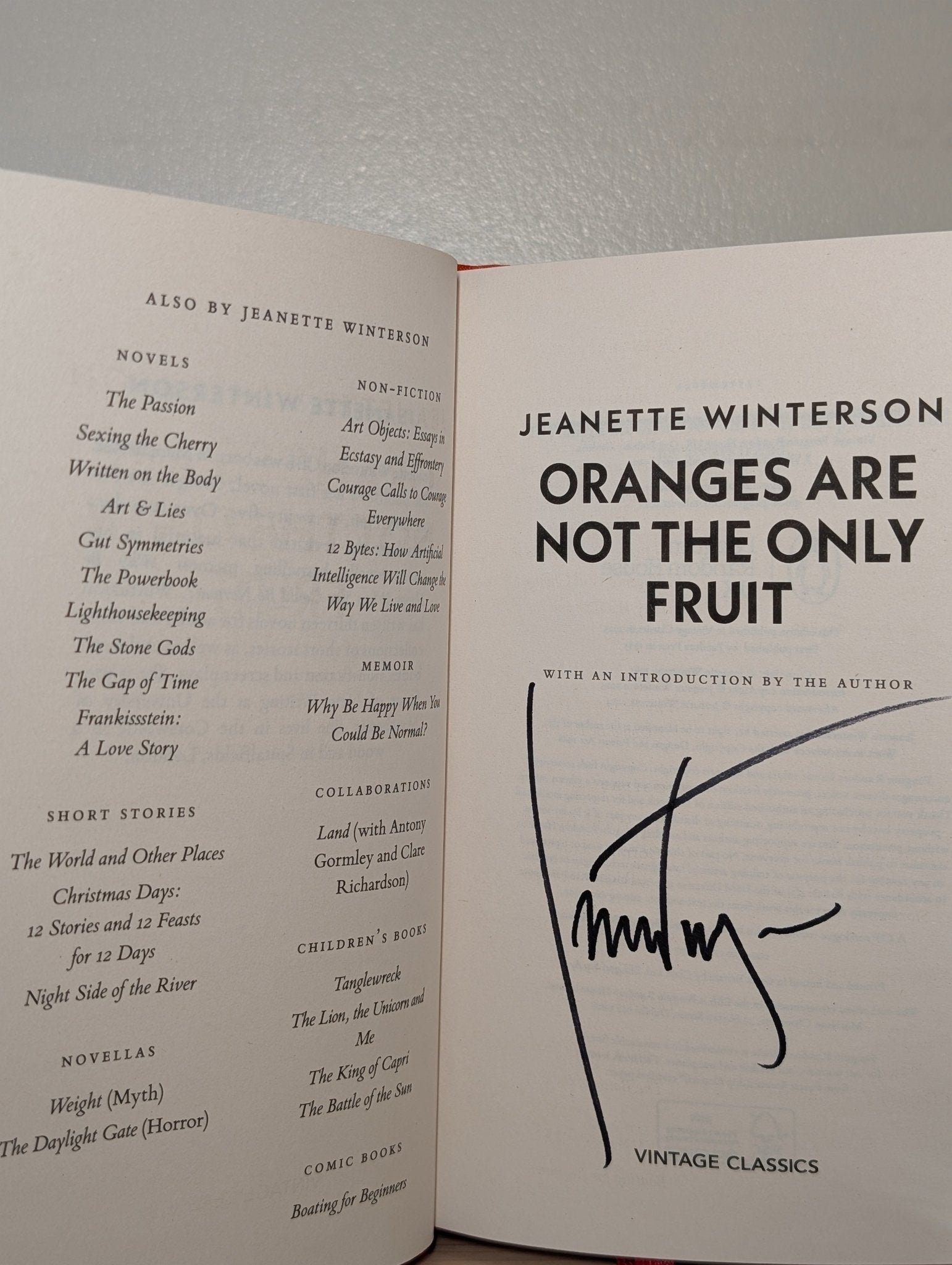 Oranges Are Not The Only Fruit by Jeanette Winterson (Signed Vintage Edition) - Fialta Books