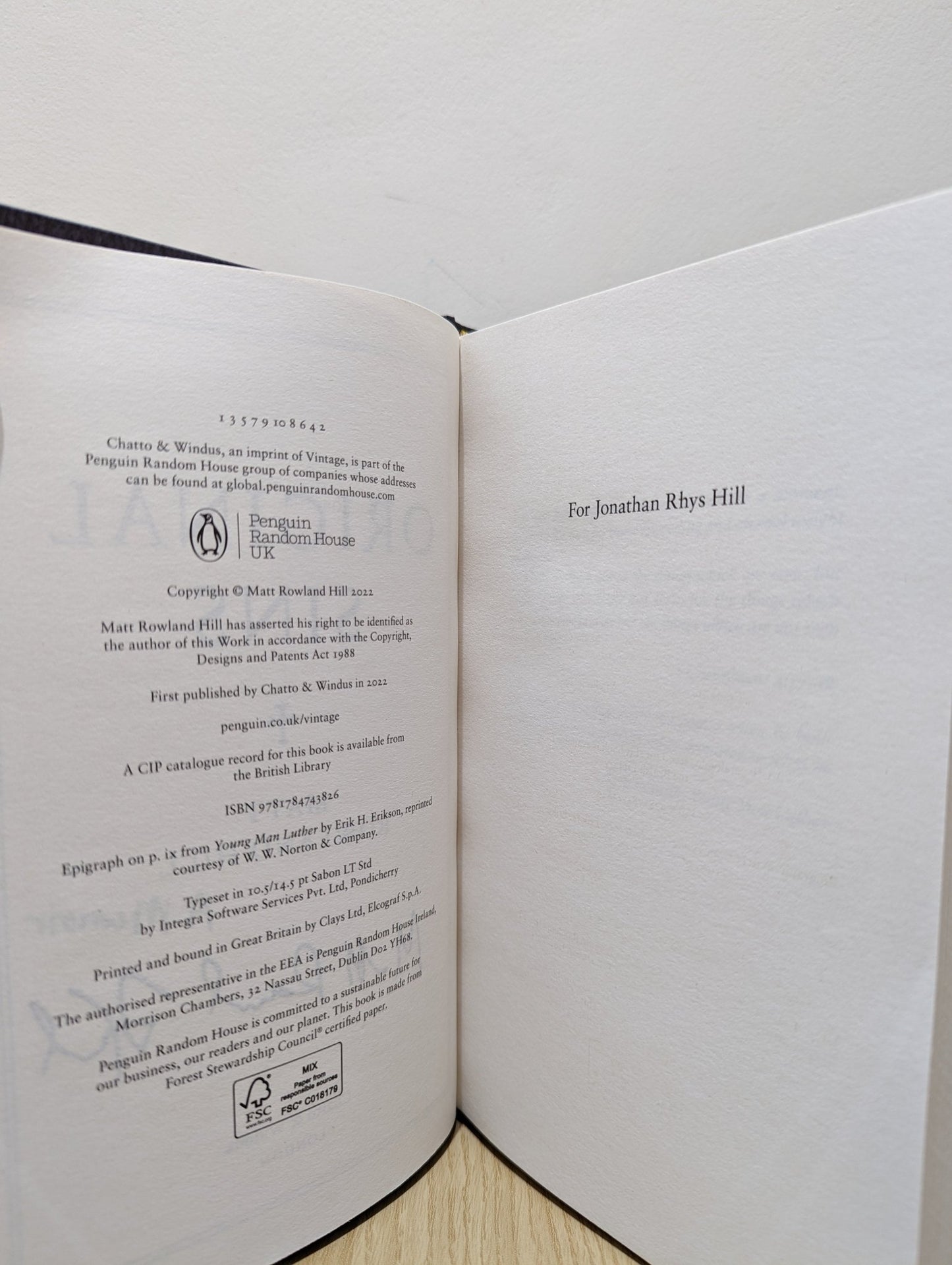 Original Sins: A Memoir by Matt Rowland Hill (Signed First Edition) - Fialta Books