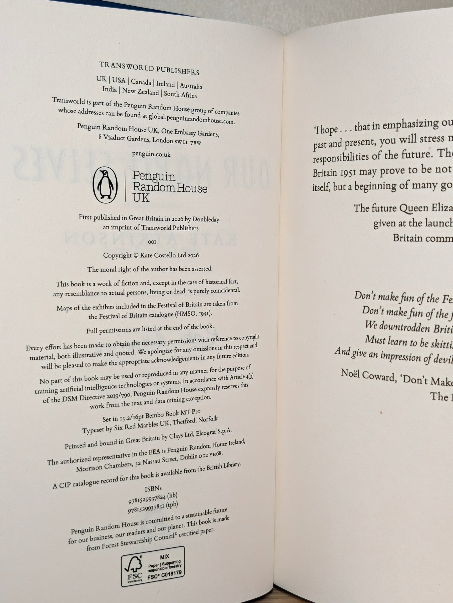 Our Noble Selves by Kate Atkinson (Signed First Edition with sprayed edges) - Fialta Books