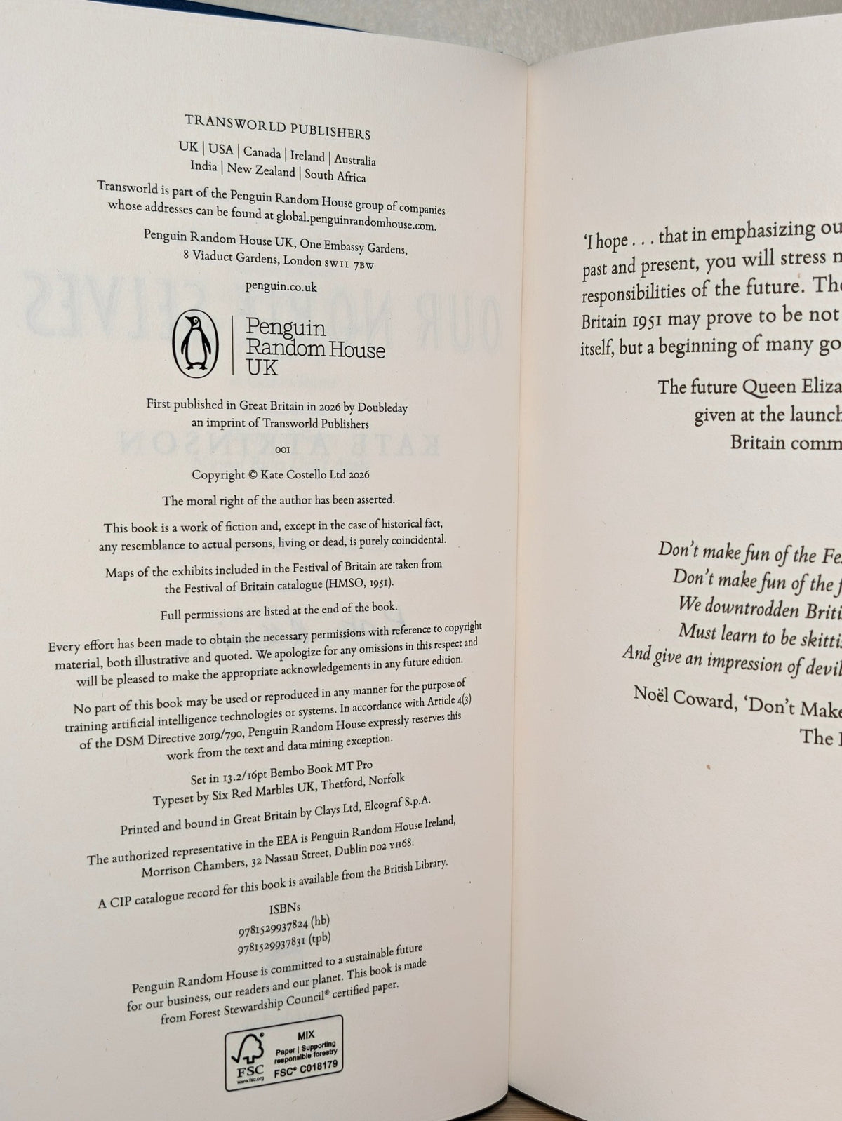 Our Noble Selves by Kate Atkinson (Signed First Edition with sprayed edges) - Fialta Books