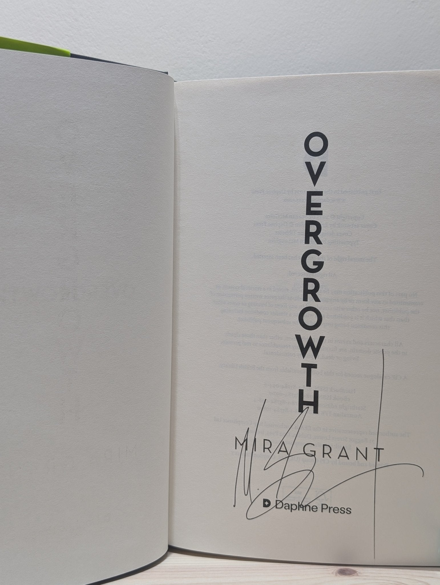 Overgrowth by Mira Grant (Signed First Edition) - Fialta Books