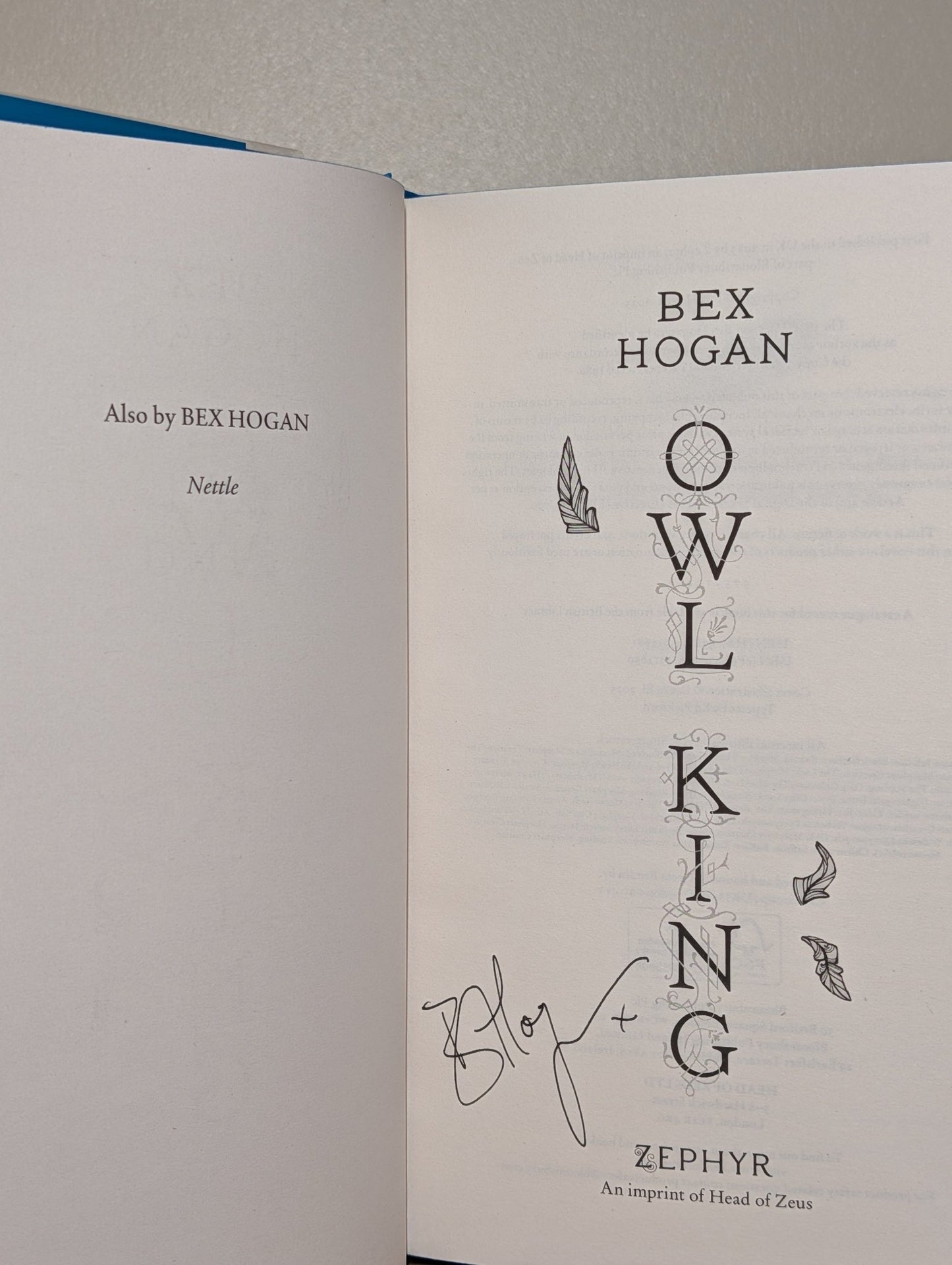 Owl King by Bex Hogan (Signed First Edition with sprayed edges) - Fialta Books