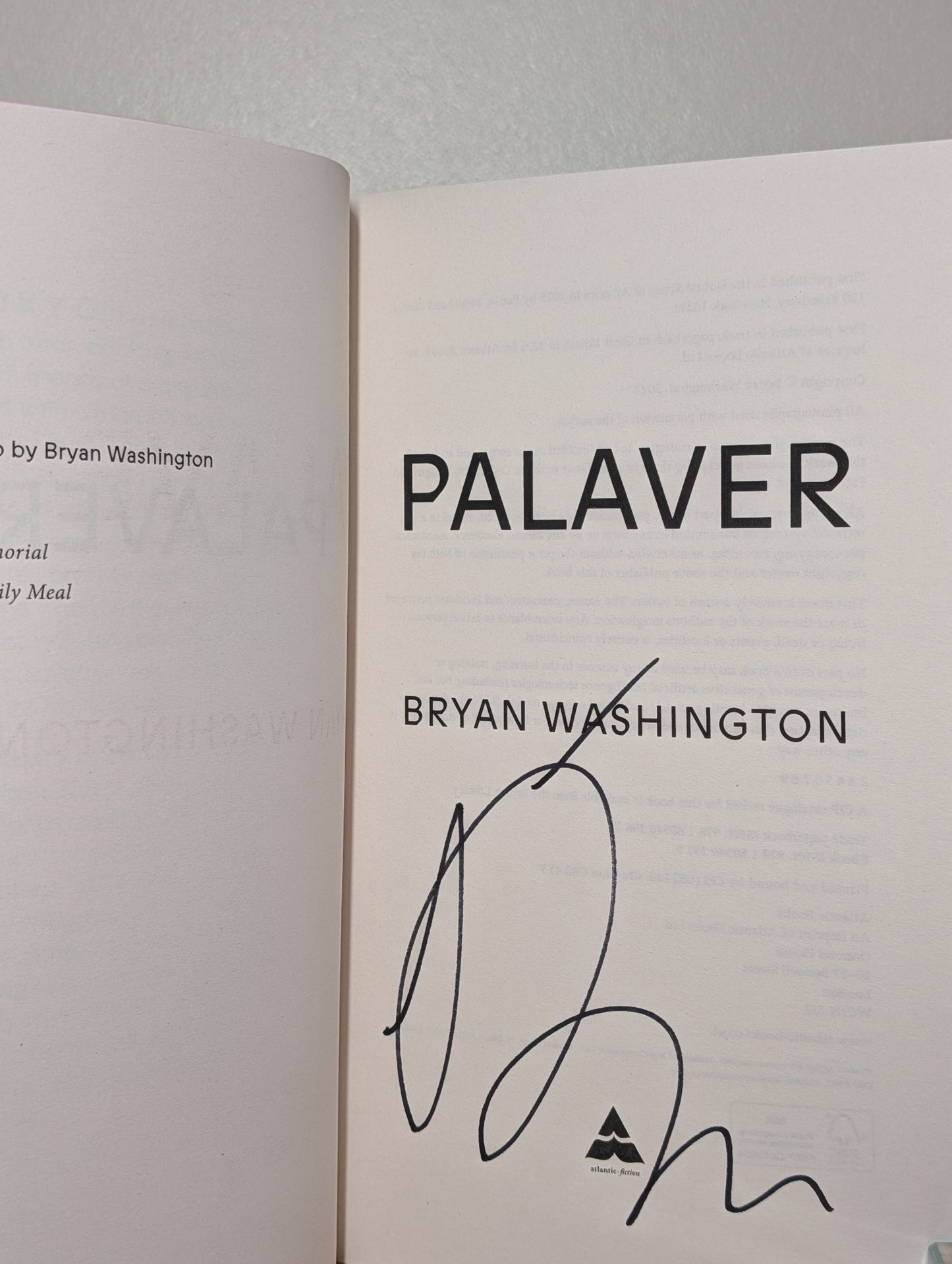 Palaver by Bryan Washington (Signed) - Fialta Books