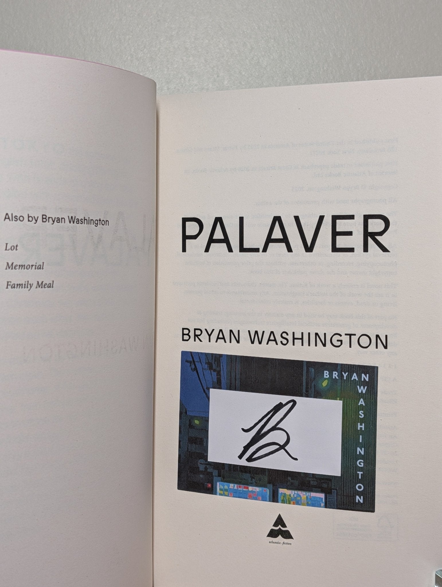 Palaver by Bryan Washington (Signed First Edition) - Fialta Books