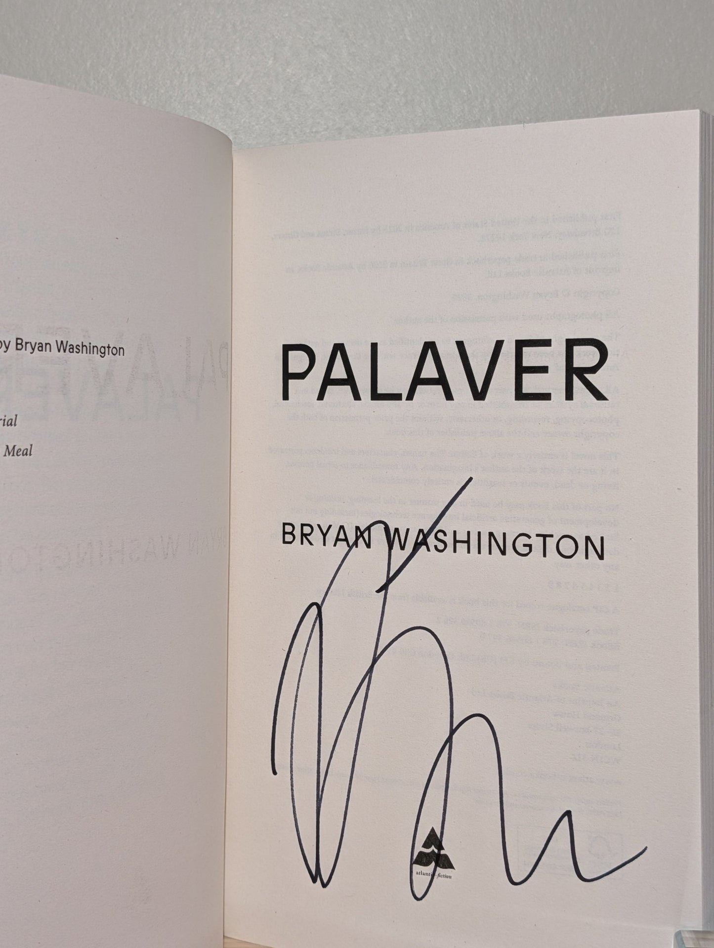 Palaver by Bryan Washington (Signed to Title Page) - Fialta Books