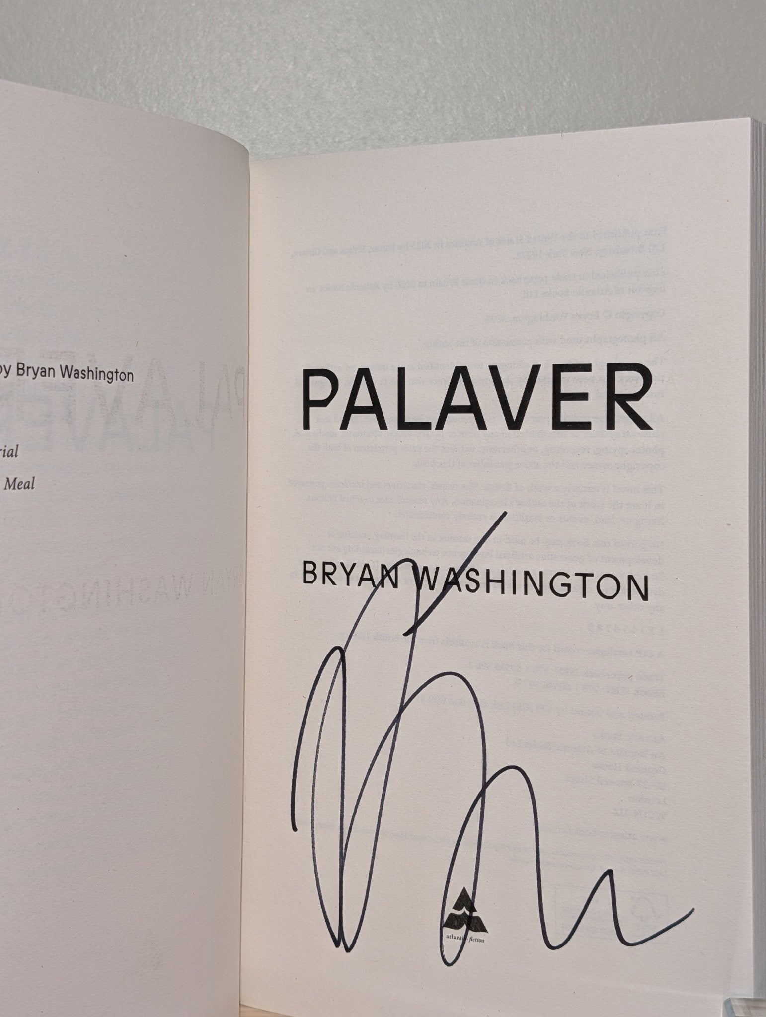Palaver by Bryan Washington (Signed to Title Page) - Fialta Books