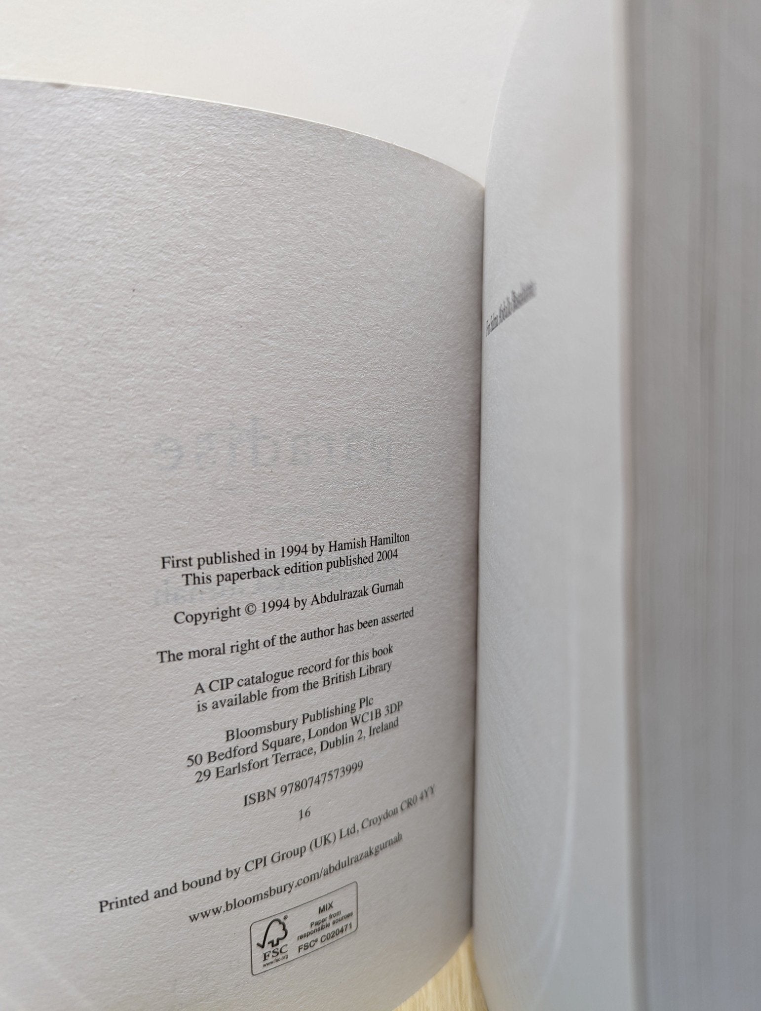 Paradise by Abdulrazak Gurnah - Fialta Books