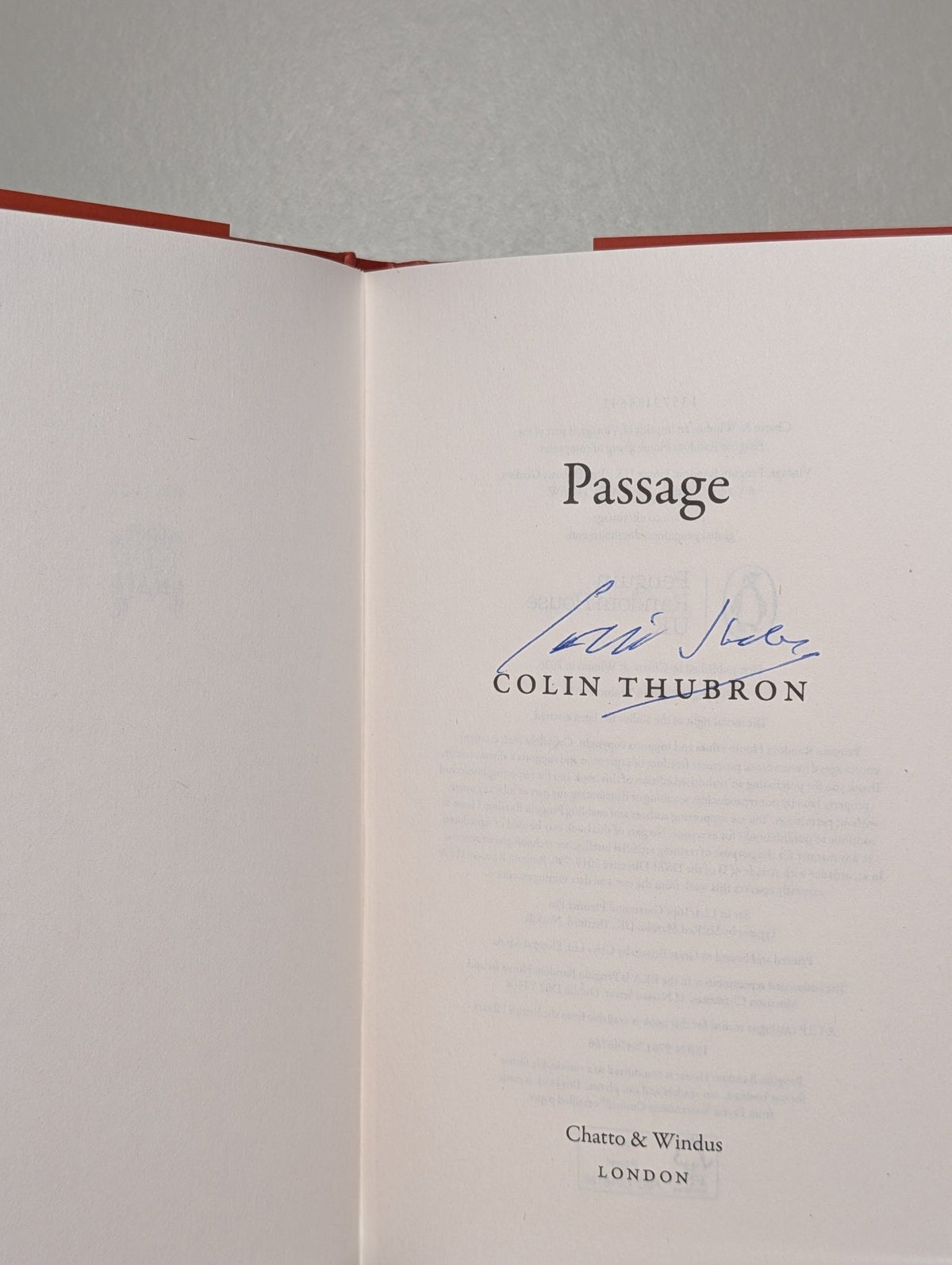 Passage by Colin Thubron (Signed First Edition) - Fialta Books