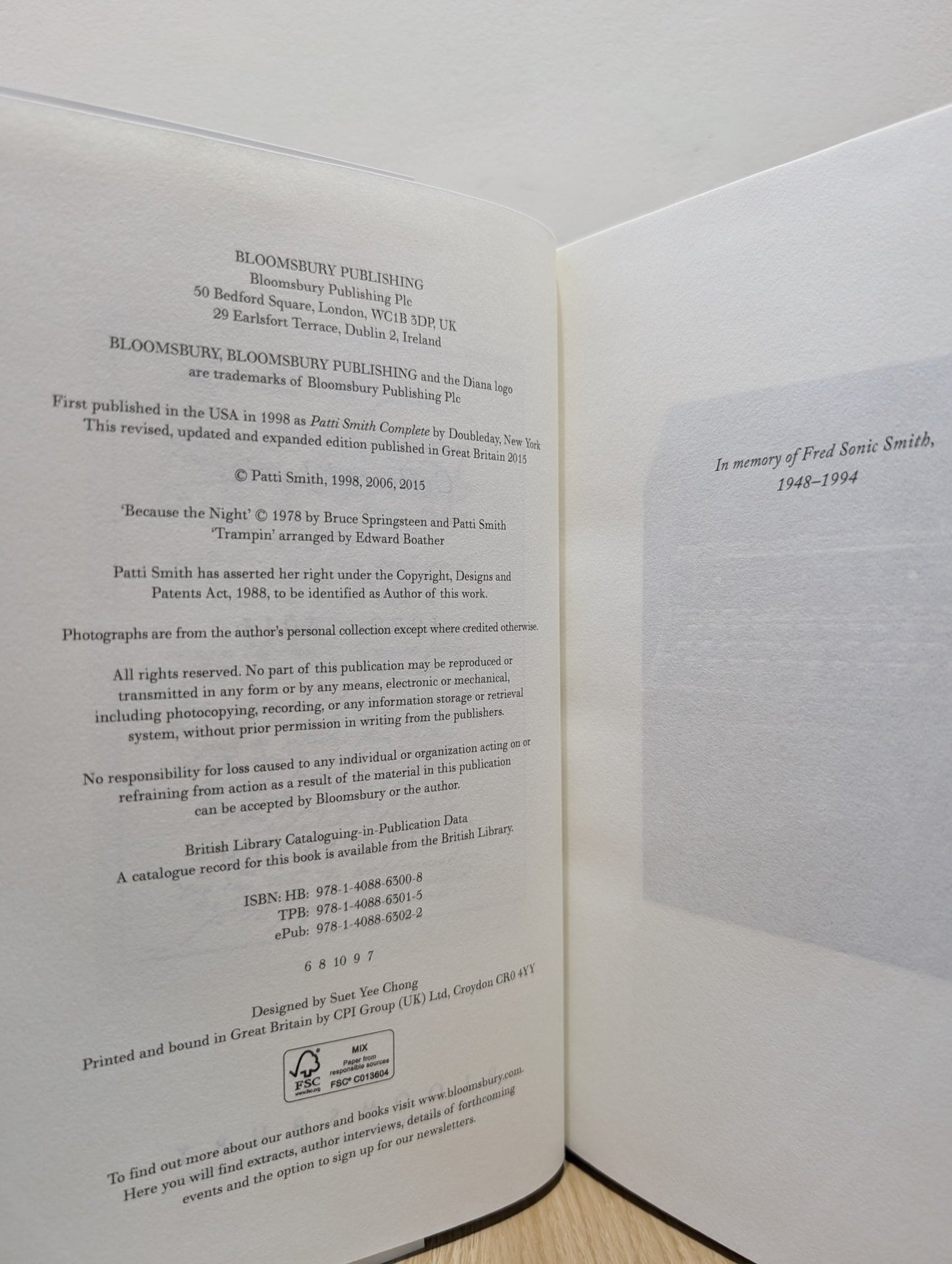 Patti Smith Collected Lyrics, 1970 - 2015 by Patti Smith (Signed) - Fialta Books