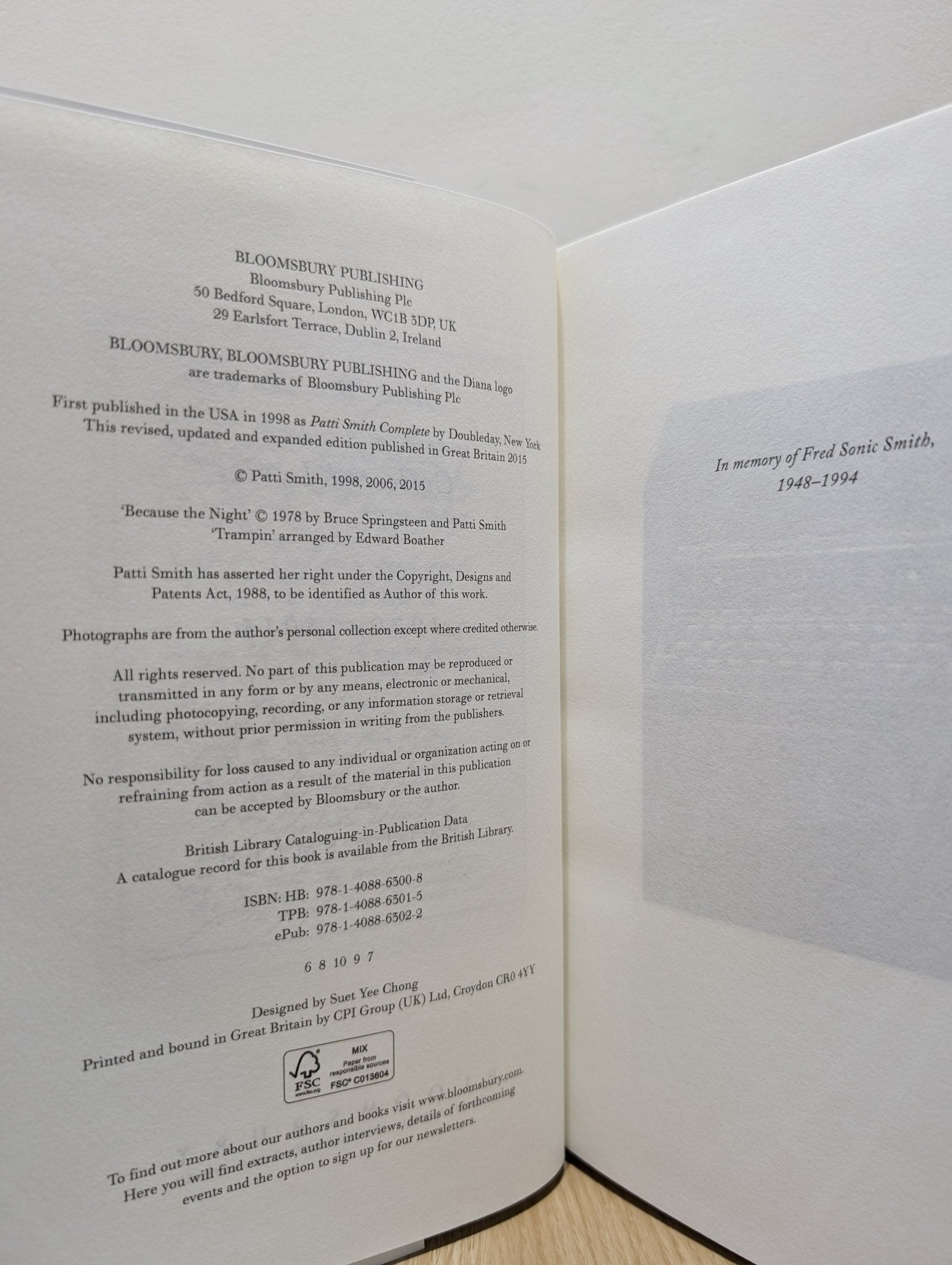 Patti Smith Collected Lyrics, 1970 - 2015 by Patti Smith (Signed) - Fialta Books