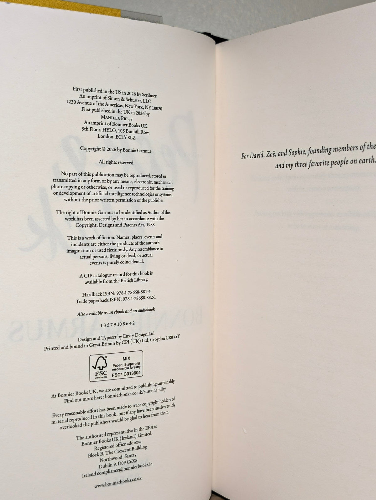 Peck & Peck by Bonnie Garmus (Signed First Edition with sprayed edges) - Fialta Books