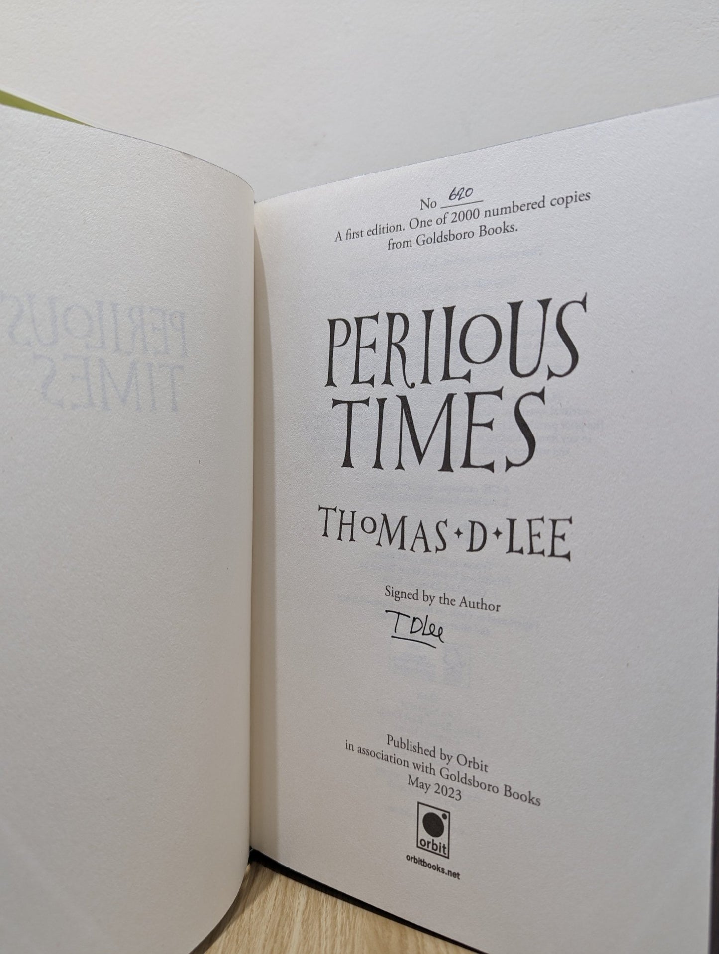 Perilous Times by Thomas D. Lee (Signed First Edition with sprayed edges) - Fialta Books