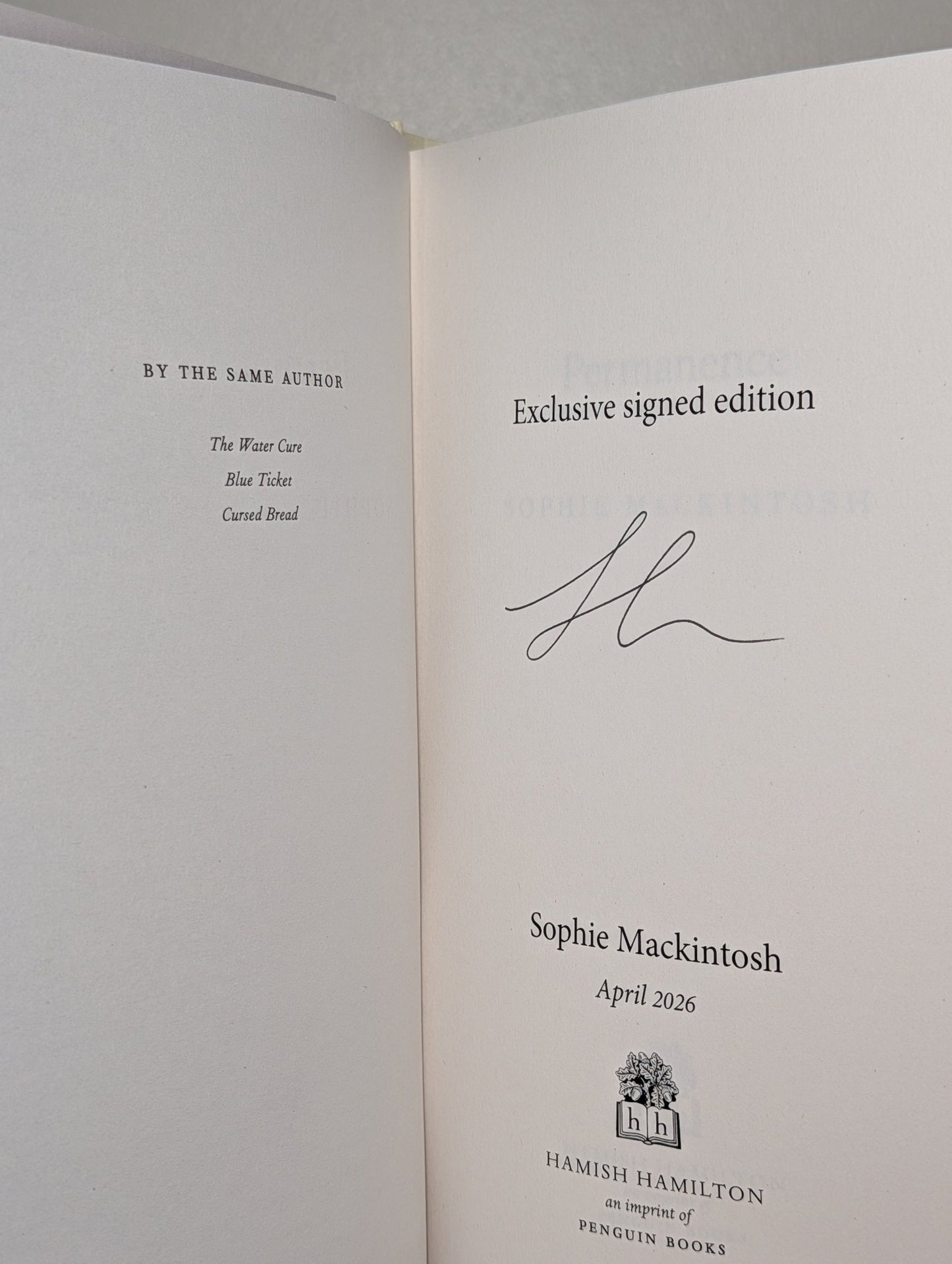 Permanence by Sophie Mackintosh (Signed First Edition) - Fialta Books