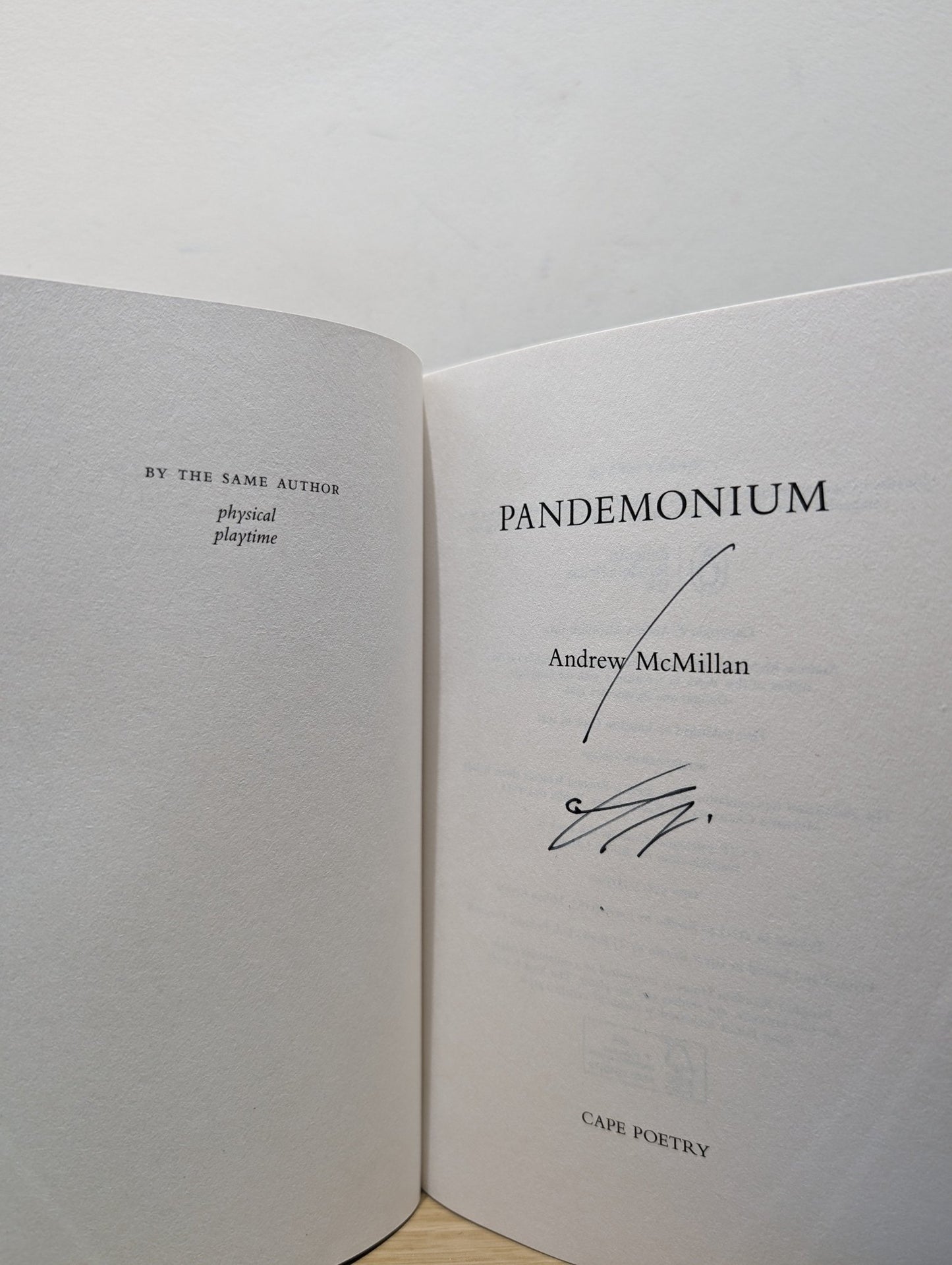Physical; playtime; pandemonium by Andrew McMillan - Fialta Books