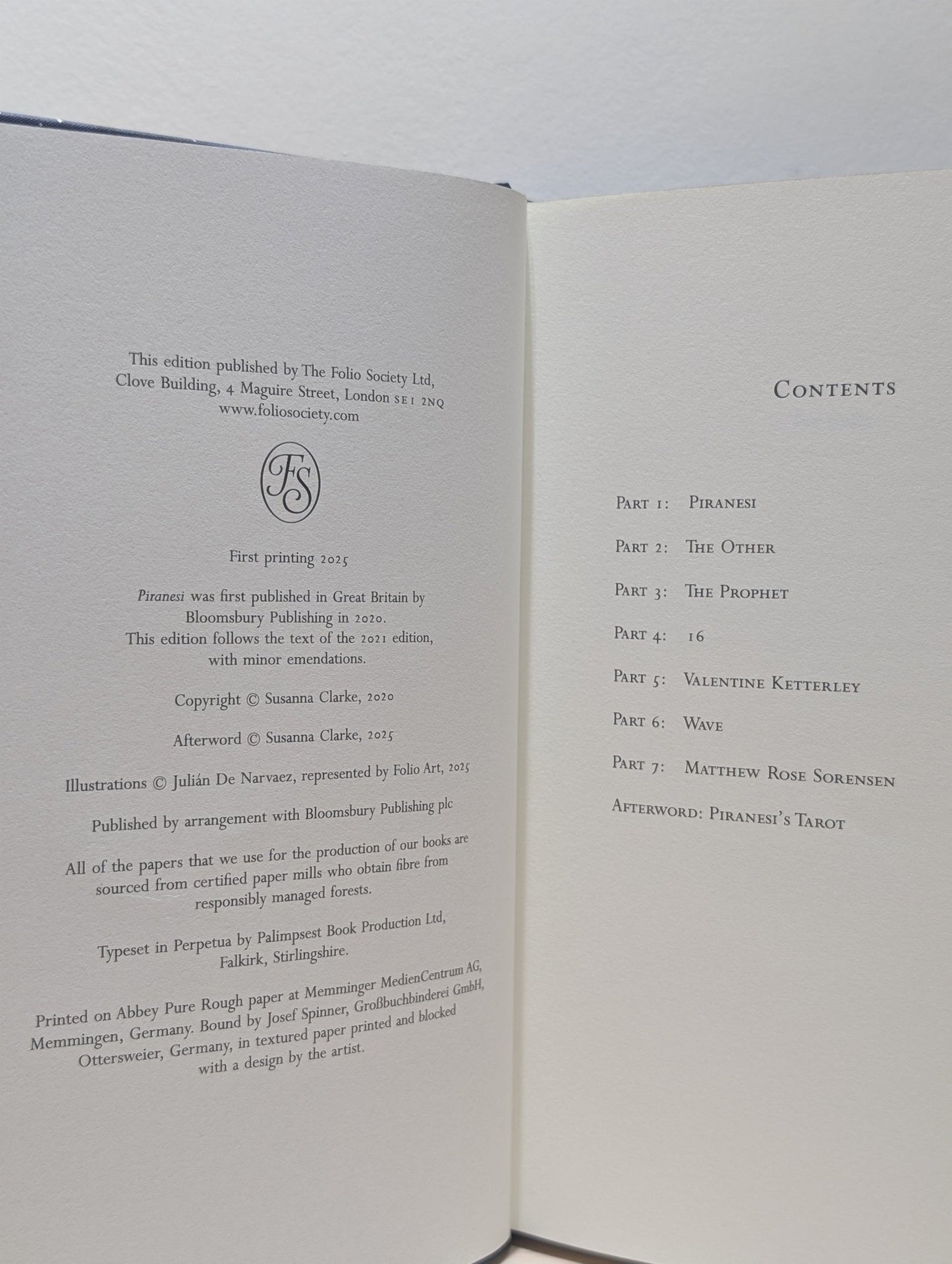 Piranesi by Susanna Clarke (Folio Slipcase Edition) - Fialta Books