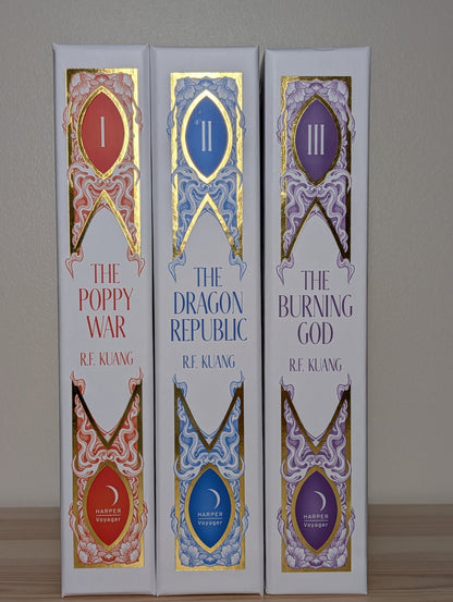 Poppy War, Dragon Republic, Burning God by R.F. Kuang (Signed Deluxe Set) - Fialta Books