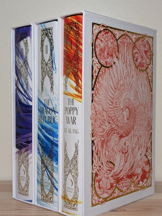 Poppy War, Dragon Republic, Burning God by R.F. Kuang (Signed Deluxe Set) - Fialta Books