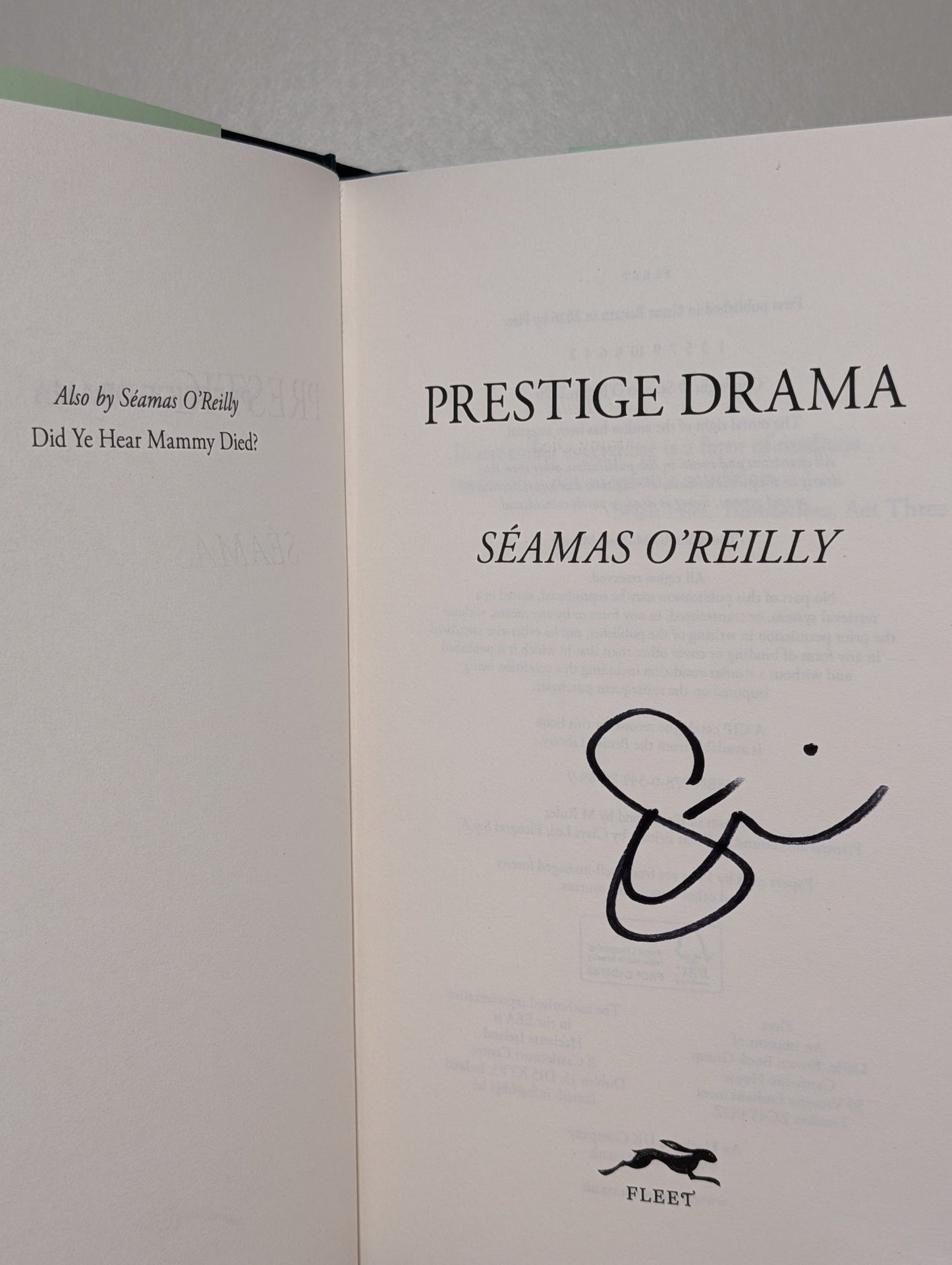 Prestige Drama by Seamas O'Reilly (Signed First Edition) - Fialta Books