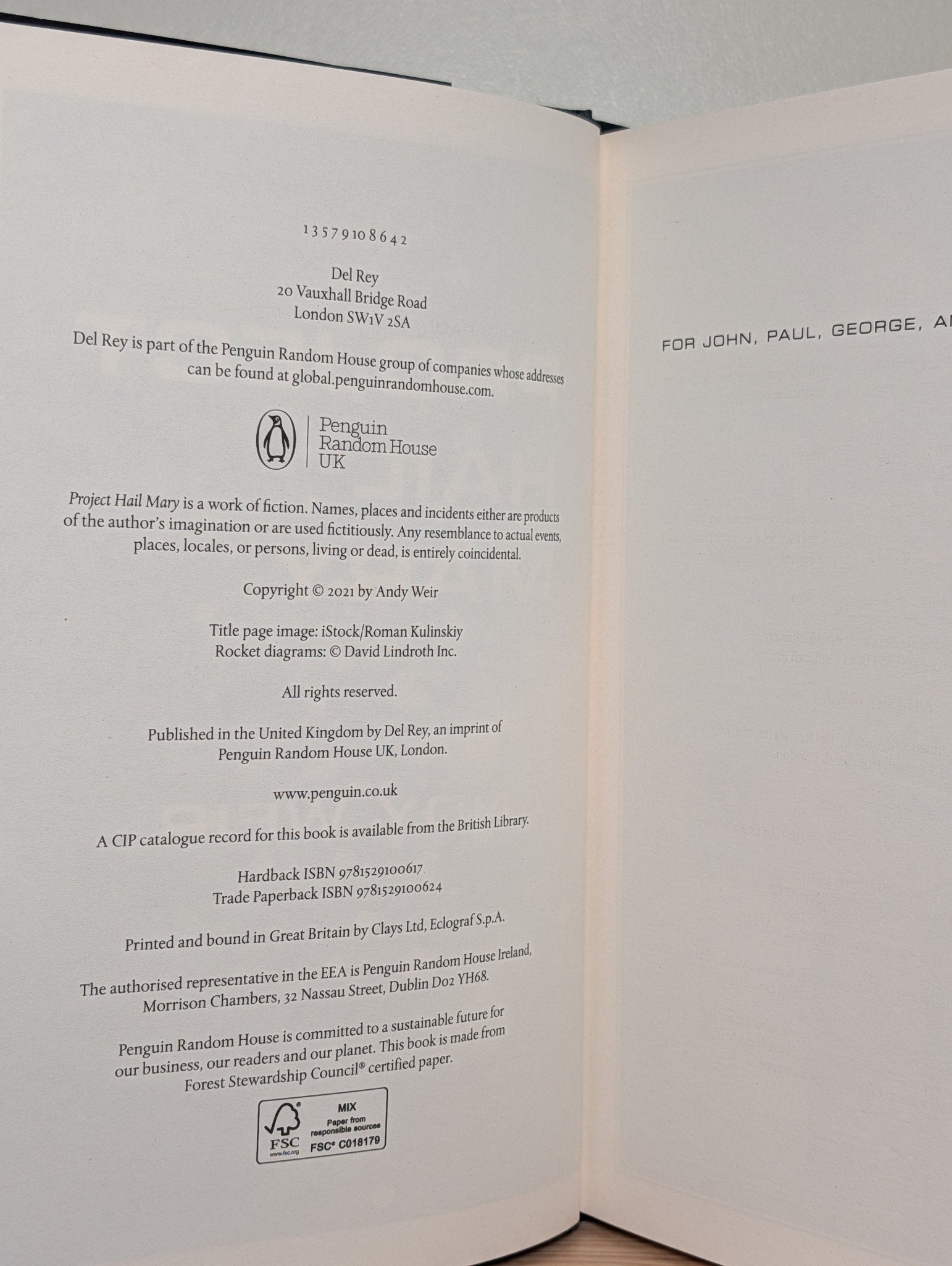 Project Hail Mary by Andy Weir (Signed First Edition) - Fialta Books