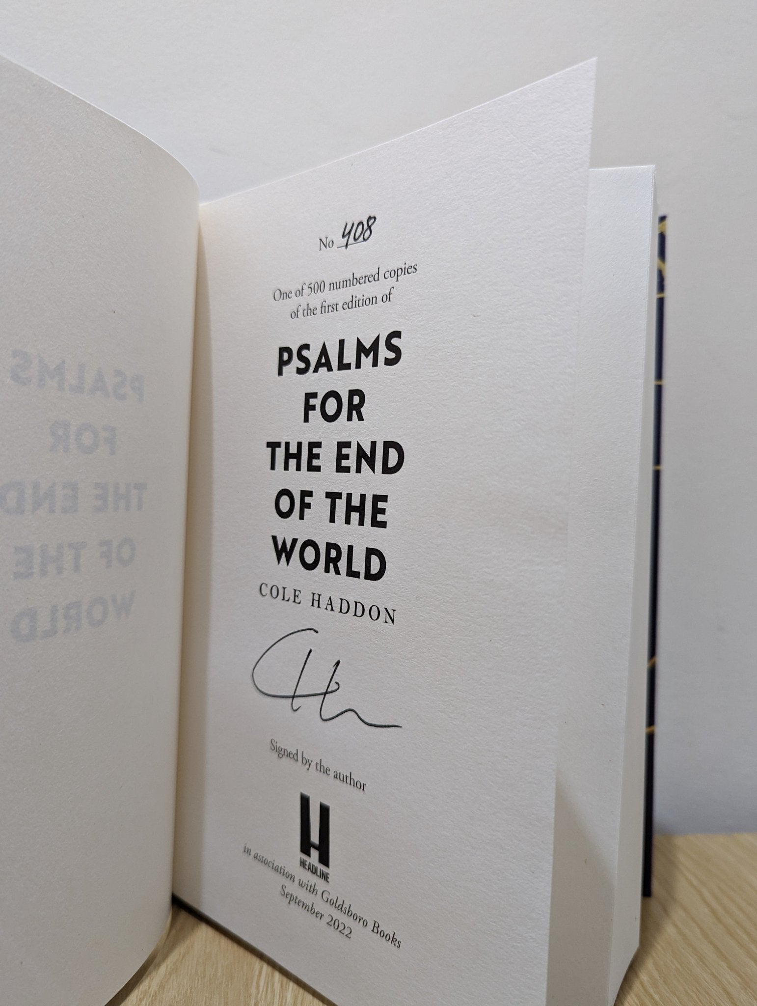 Psalms For The End Of The World by Cole Haddon (Signed Numbered First Edition) - Fialta Books