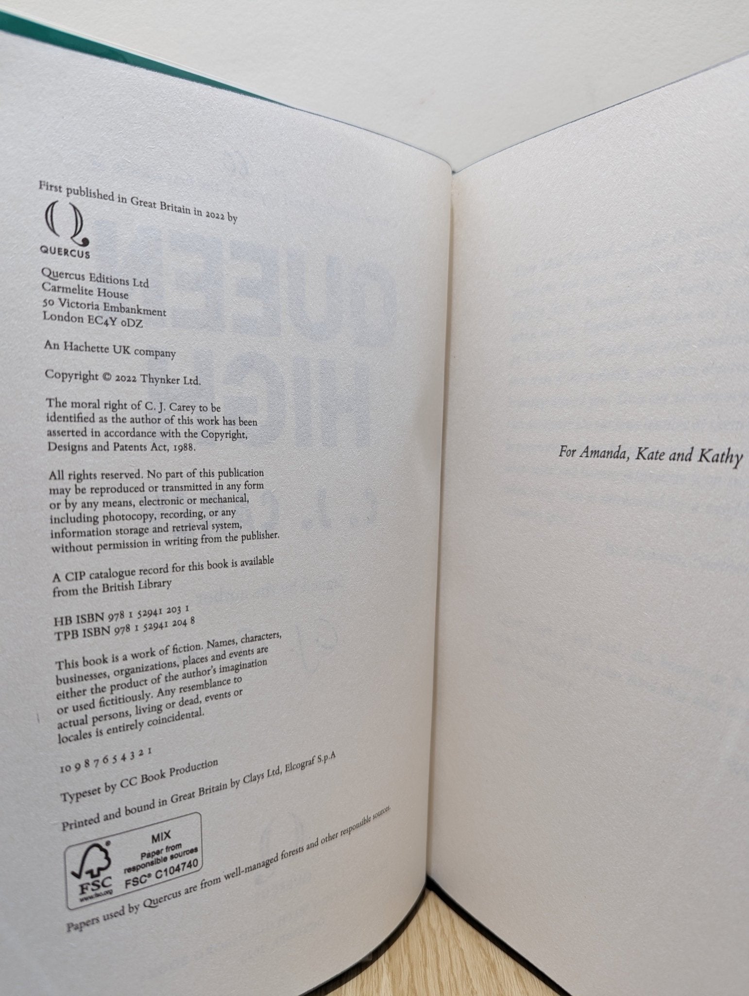 Queen High by C J Carey (Signed Numbered First Edition with sprayed edges) - Fialta Books