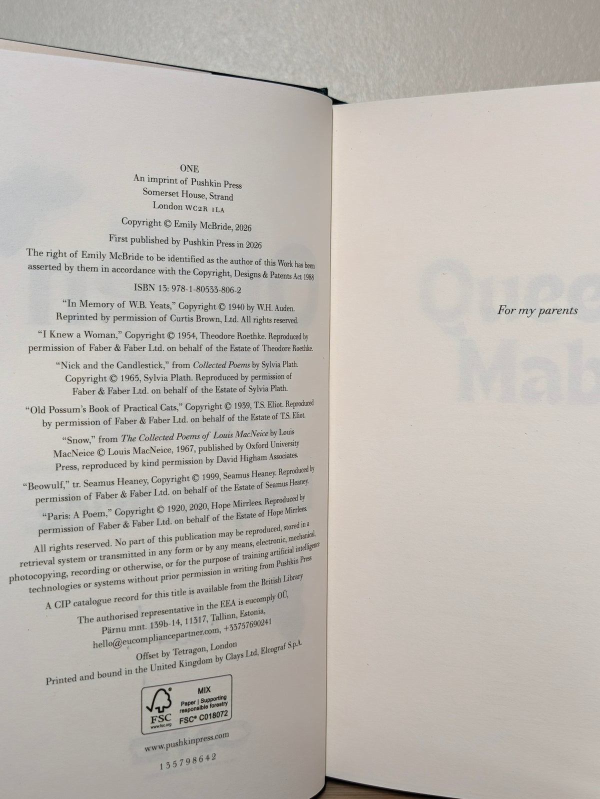 Queen Mab by Emily McBride (Signed First Edition) - Fialta Books