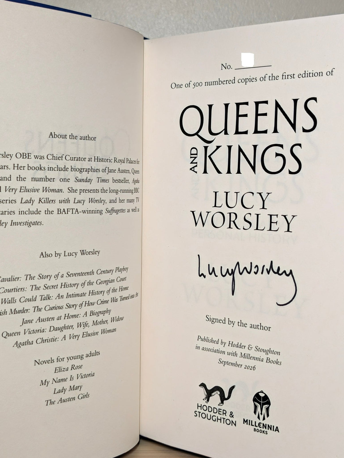 Queens and Kings by Lucy Worsley (Signed Numbered First Edition with sprayed edges) - Fialta Books